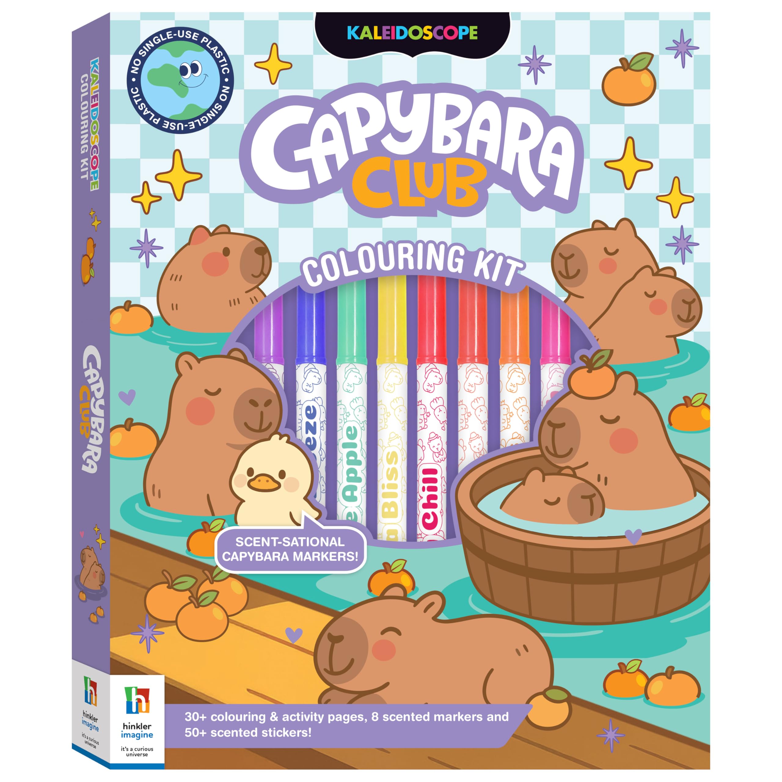 Hinkler Kaleidoscope Capybara Colouring Kit for Kids | Cute Animal Colouring Book, Arts & Crafts Activity Set with Scented Markers & Stickers | Creative Gift for Children