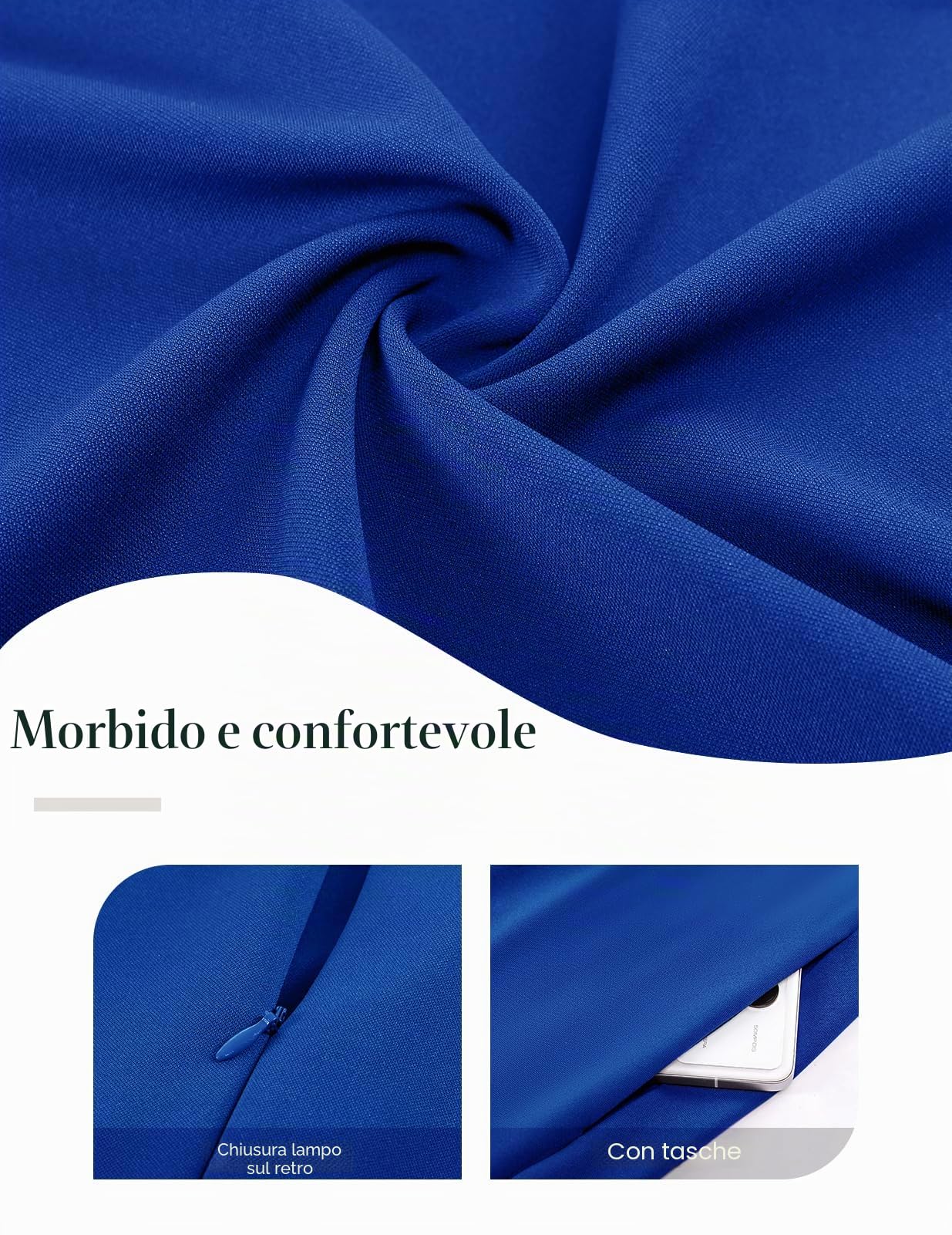 Bbonlinedress Abito da cocktail da donna, abito da cerimonia nuziale, con scollo a V, maniche a 3/4, vintage, lunghezza al tè, abito da festa midi