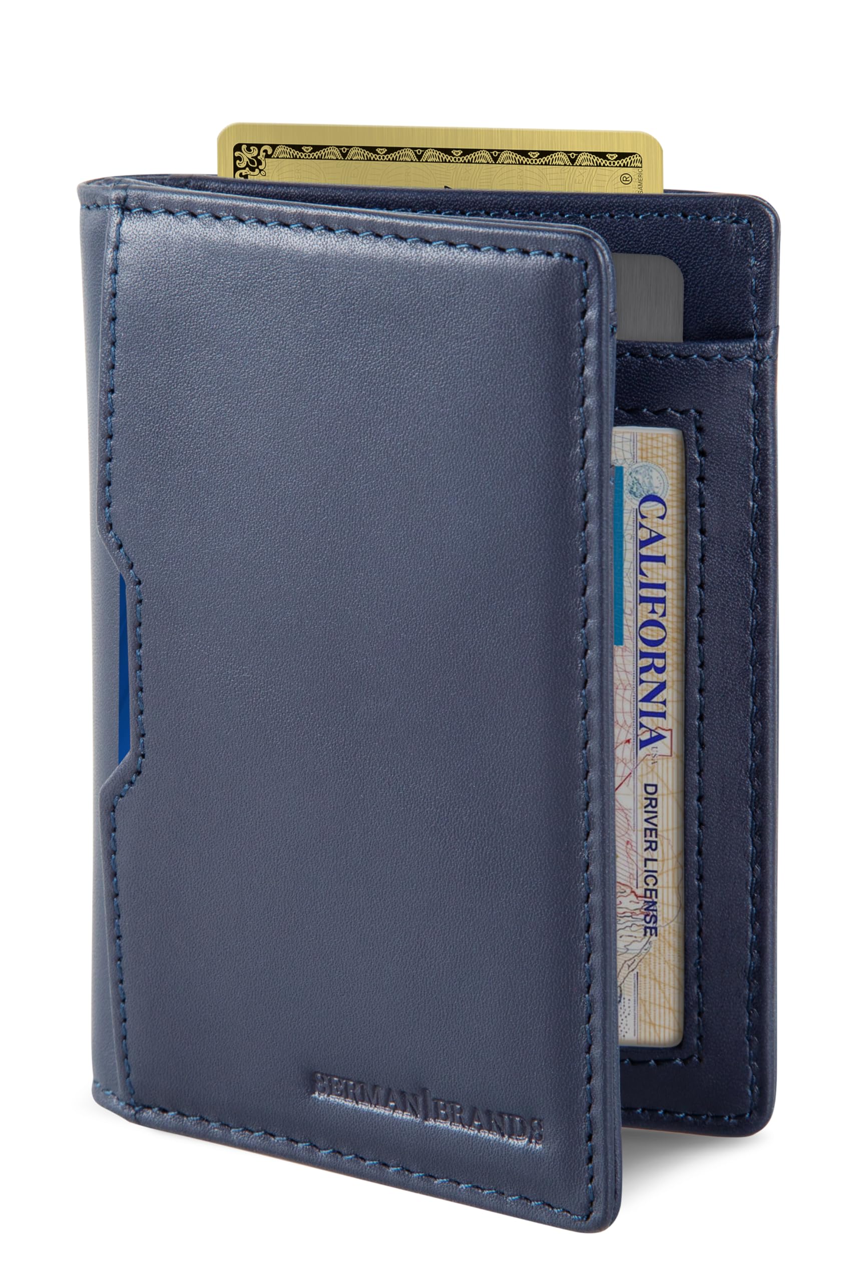 Wallets for Men Slim Mens leather RFID Blocking Minimalist Card Front Pocket Bifold Travel Thin, Luxe Blue 5.0, Slim