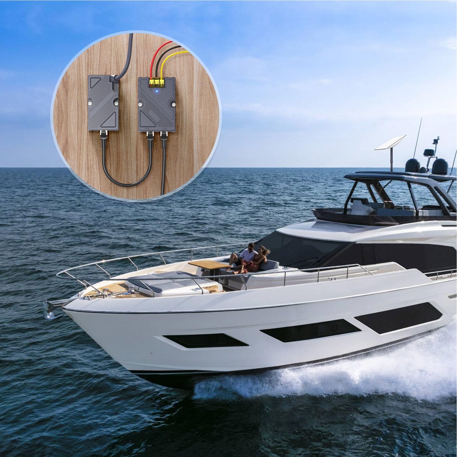 FTVOGUE Injecteur PoE 150 W, GigE Passif avec Protection Contre Les Surtensions et ESD, Convertisseur élévateur DC 12 V à 48 V 3 A, pour Kit Internet Dishy V2, Réseau Sat
