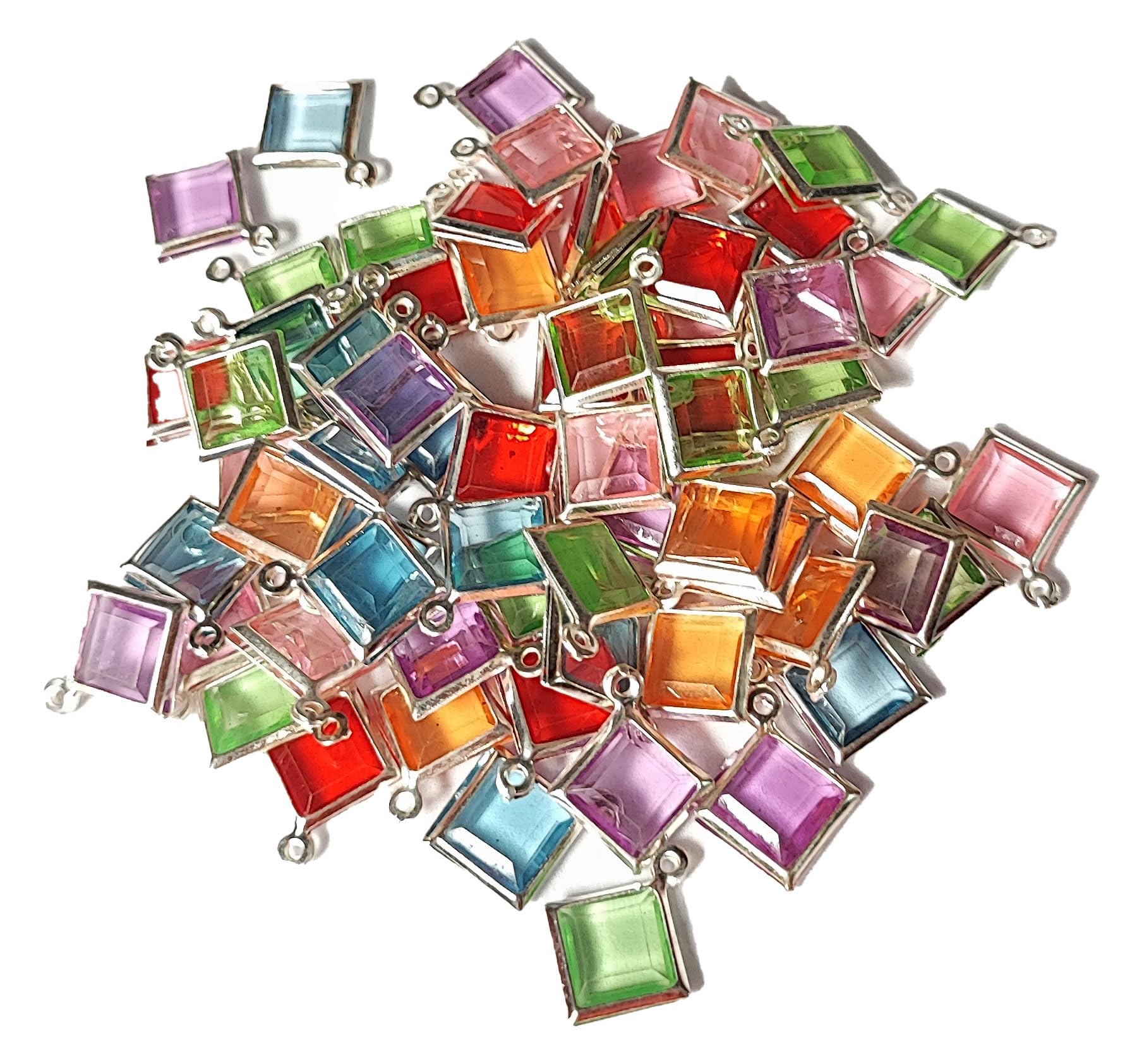 level up point- Colorfull Square shape charms for bracelet and necklace for any function (50 PC) plastic materials