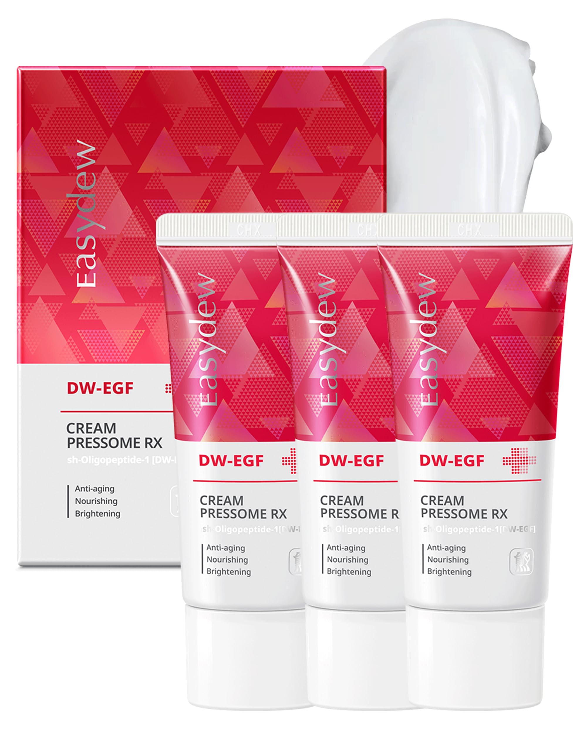 EASYDEW DW-EGF Peptide Pressome RX Cream - Korean Anti Aging Face Moisturizer for Firmness & Elasticity with EGF, Ceramide, Hyaluronic Acid - Soften &