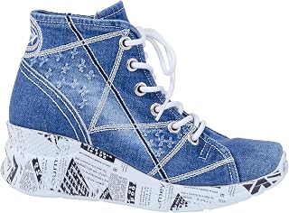 Jeans Boots Shoes, Handmade Women's Sports Boots, Women's Sexy Boots, Heeled Boots, Sports High Boots, Shoes Birthday Gift (8, Blue)