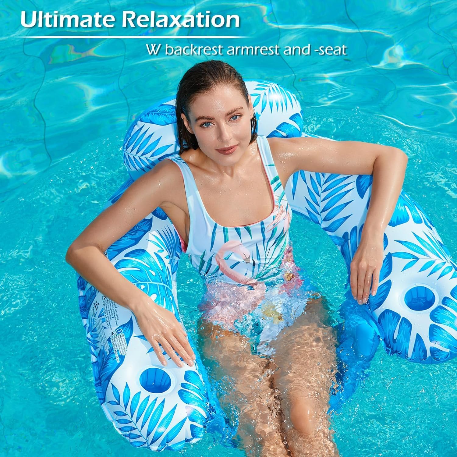 sedia galleggiante gonfiabile con Parasole UPF 50+, piscina gonfiabile con tettoia e portabicchieri, Lounge gonfiabile della sedia di galleggiamento della piscina per gli adulti