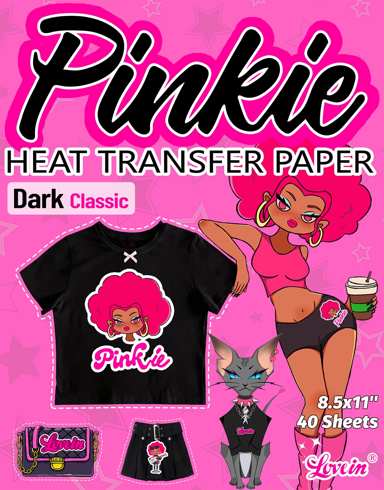 Pinkie - Papel de transferencia de calor para planchar para camisetas, vinilo de transferencia de calor imprimible