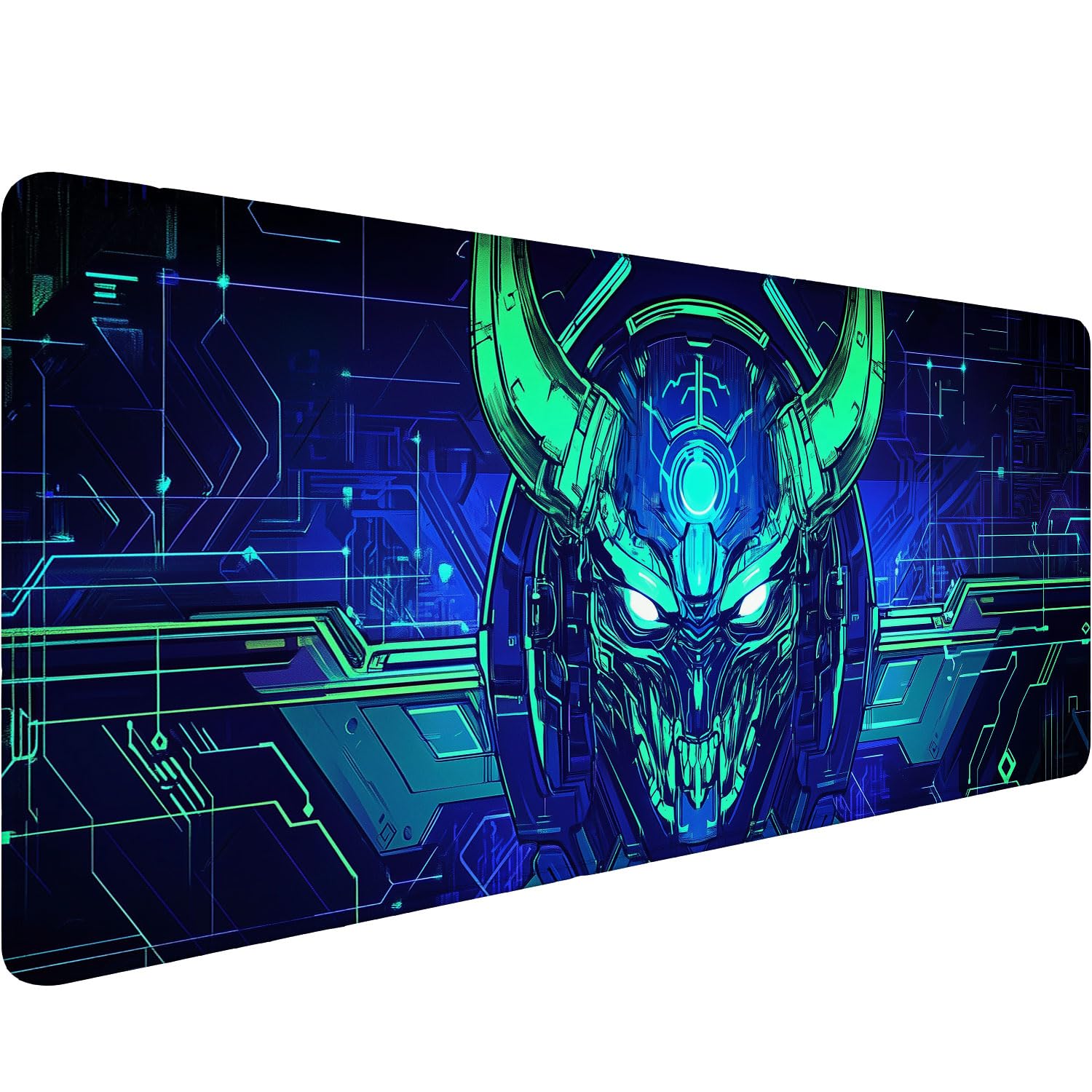Alfombrilla de escritorio con máscara de samurái japonés, máscara de fantasía futurista, alfombrilla de mouse XL, alfombrilla de mouse grande extendida para teclado para laptop, alfombrilla de