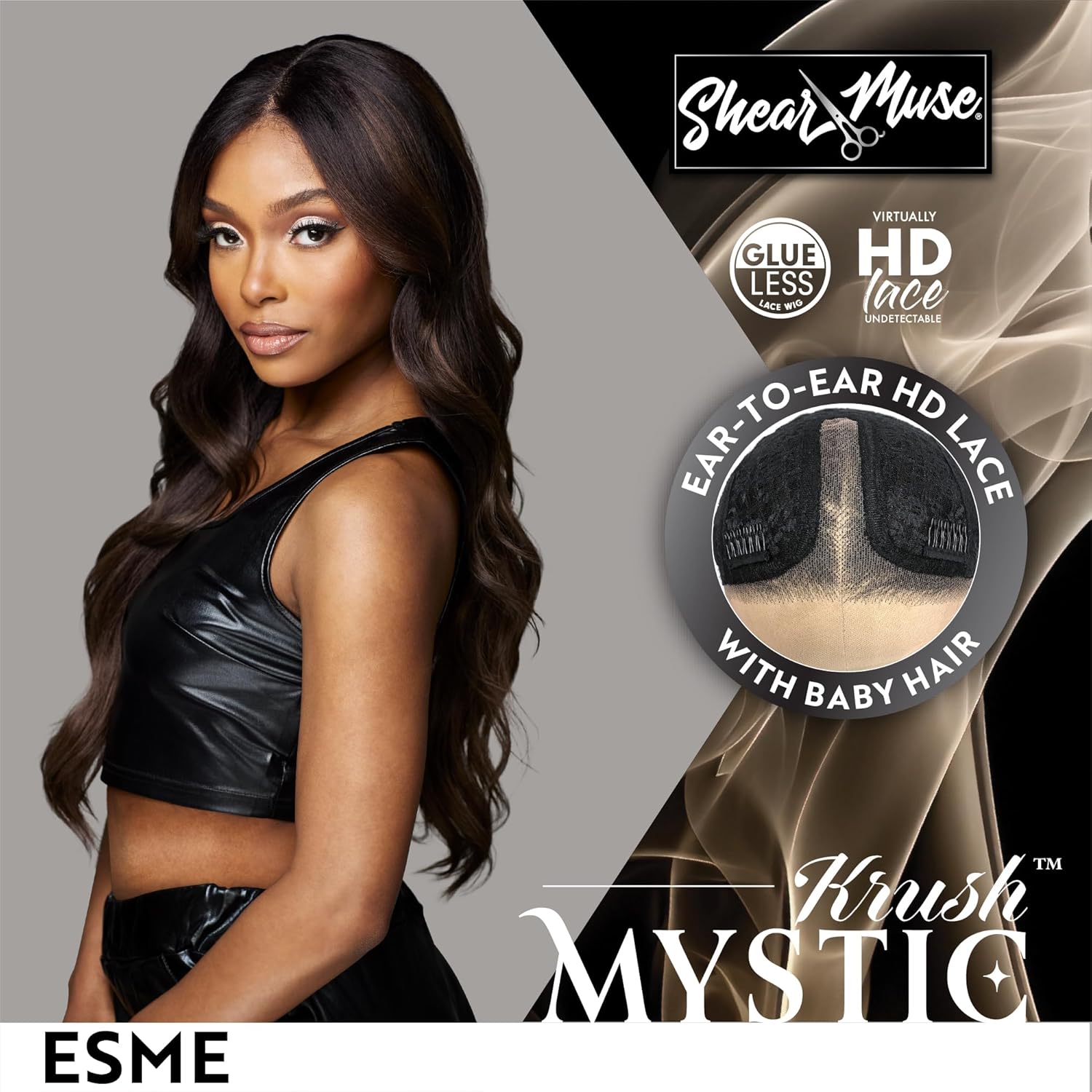 Sensationnel Shearmuse Mystic Krush Lace Wig - Esme Glueless Synthetic Preplucked Hairline Deep Laceparting Hand Tied (BALAYAGESMOKYVIOLET)