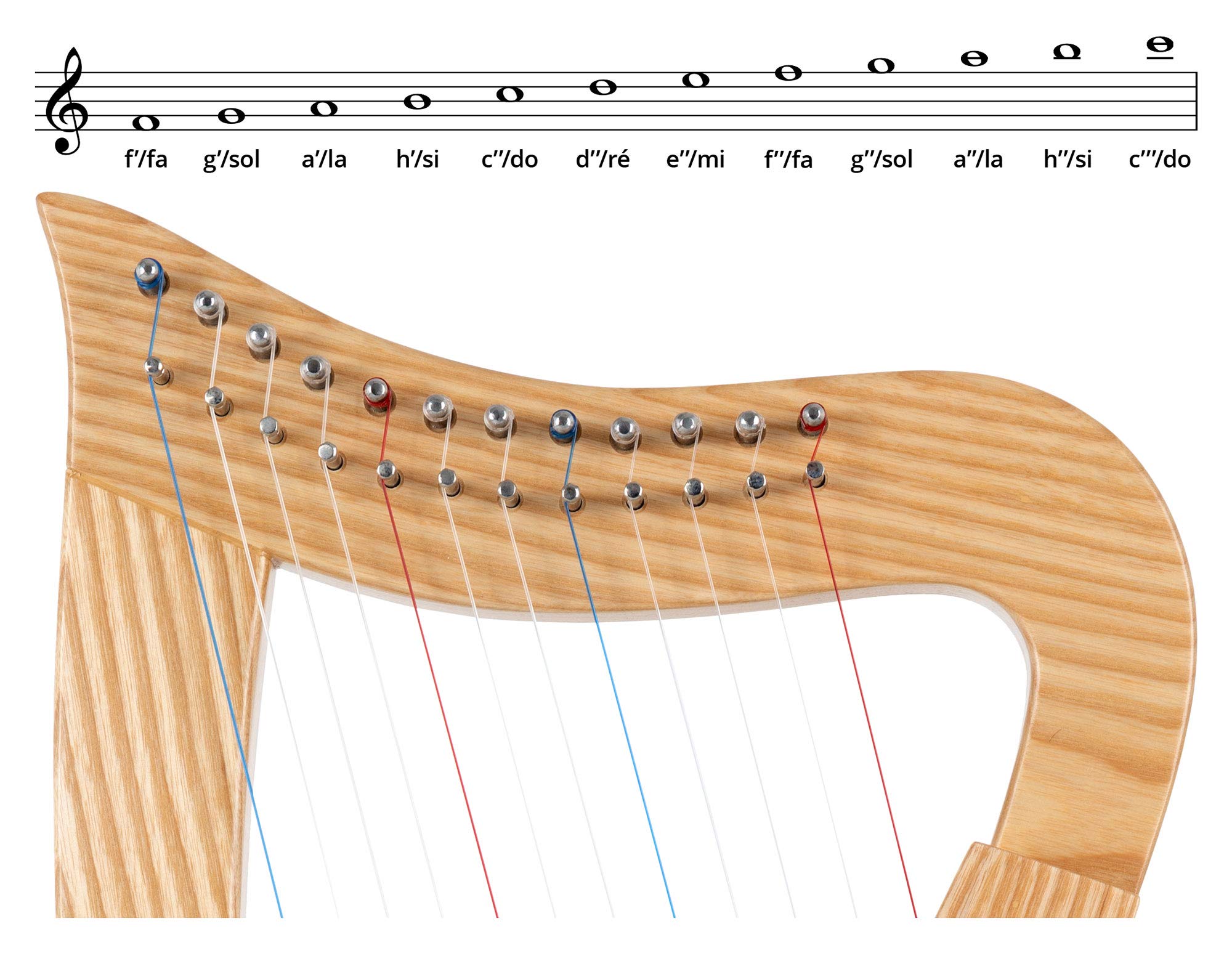 Classic Cantabile Harpe Celtique - Harpe Celtique Compacte en Frêne - 12 Cordes - Accordée en Do Majeur - Inclus Sacoche et 2 Clés d’Accordage - Hauteur : 51 cm