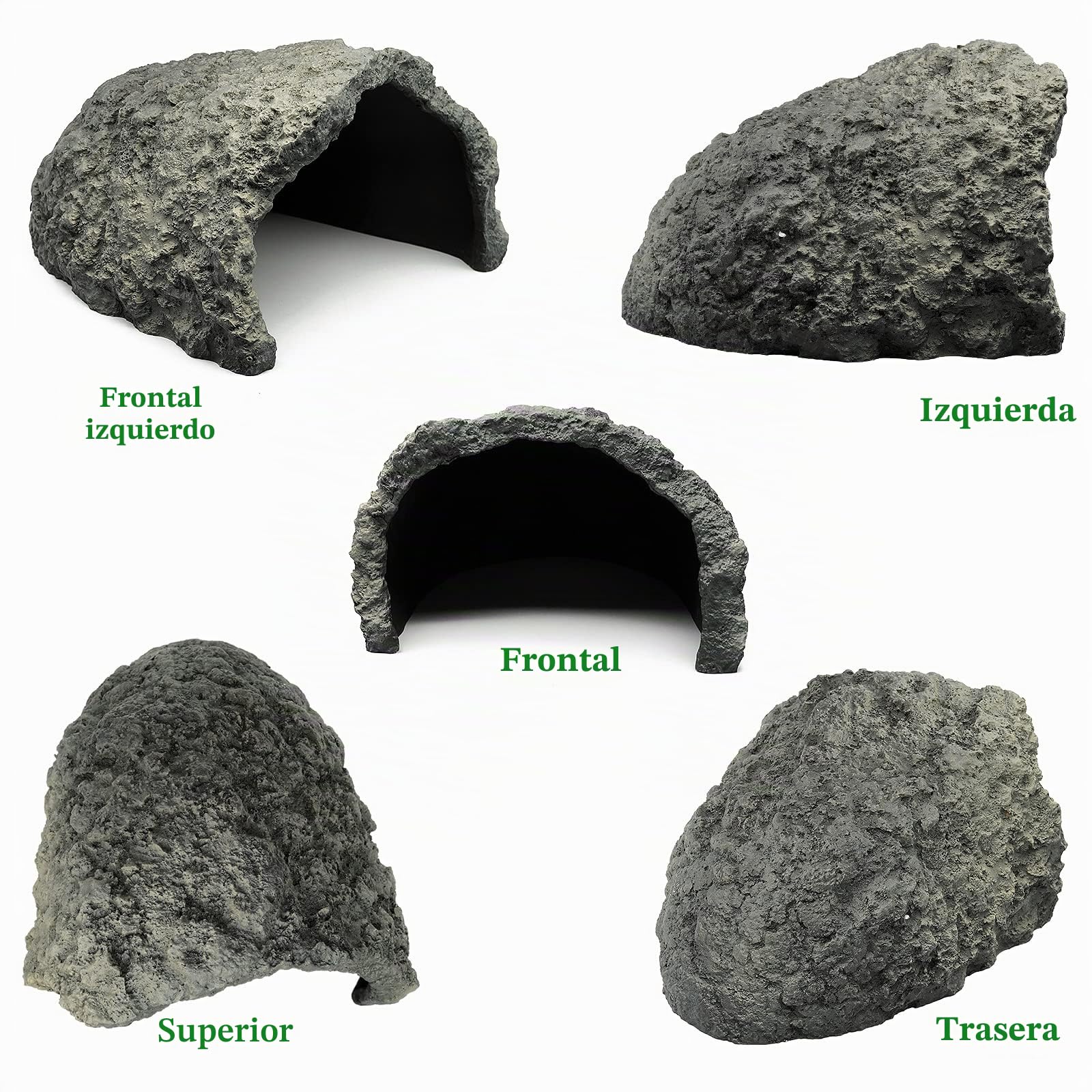 Reptil Roca Hide Cueva Escondites Tortuga Cueva Gran Reptil Hábitat para Lagartos Dragón Barbudo Gecko Leopardo Serpiente Anfibios Peces