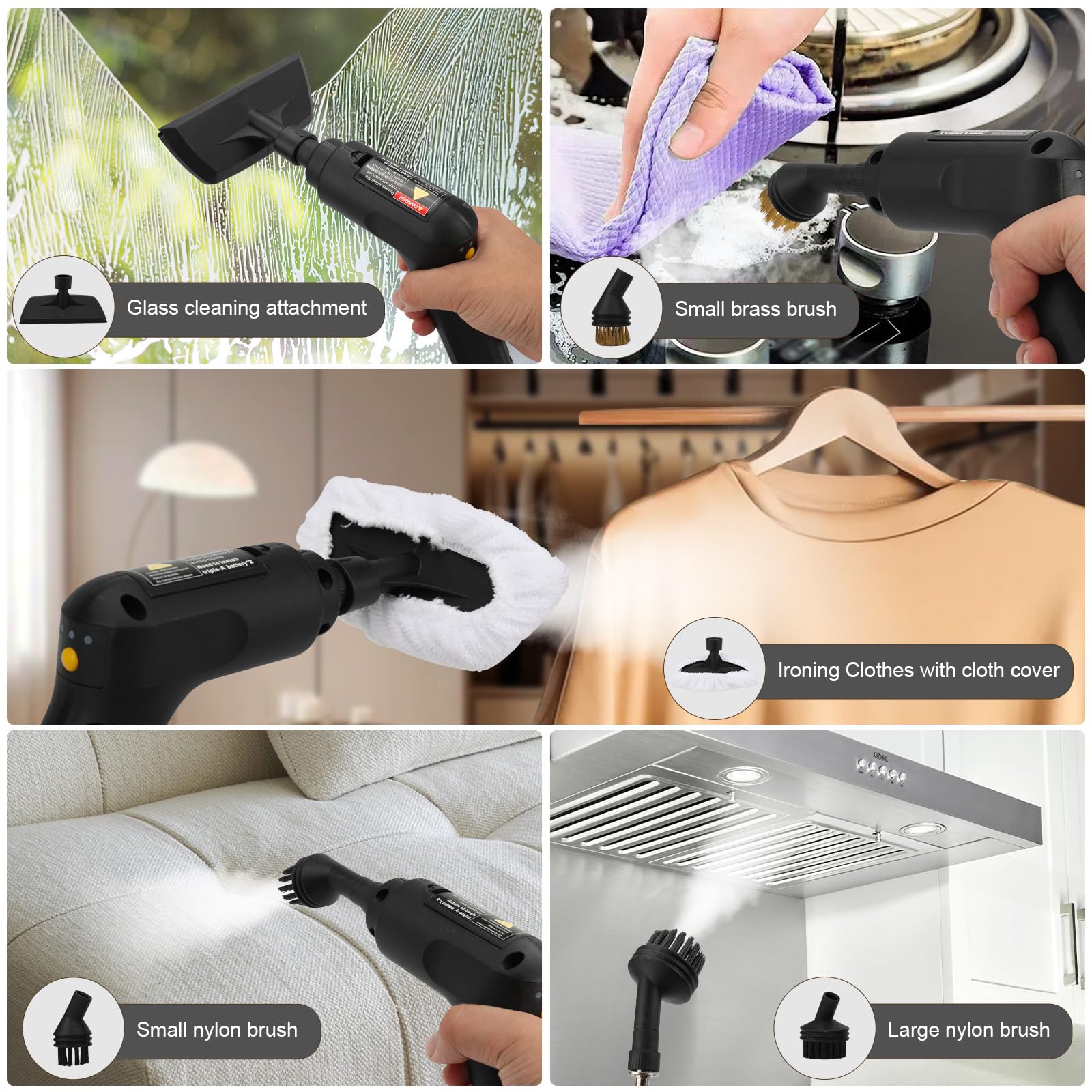 Limpiador a vapor de 2500W, Vaporeta Limpieza Hogar portátil con 1400 ml, limpiador de vapor a mano, 3 niveles ajustables, 15S calentamiento rápido, para limpiar Cocina, Baño, Ventanas