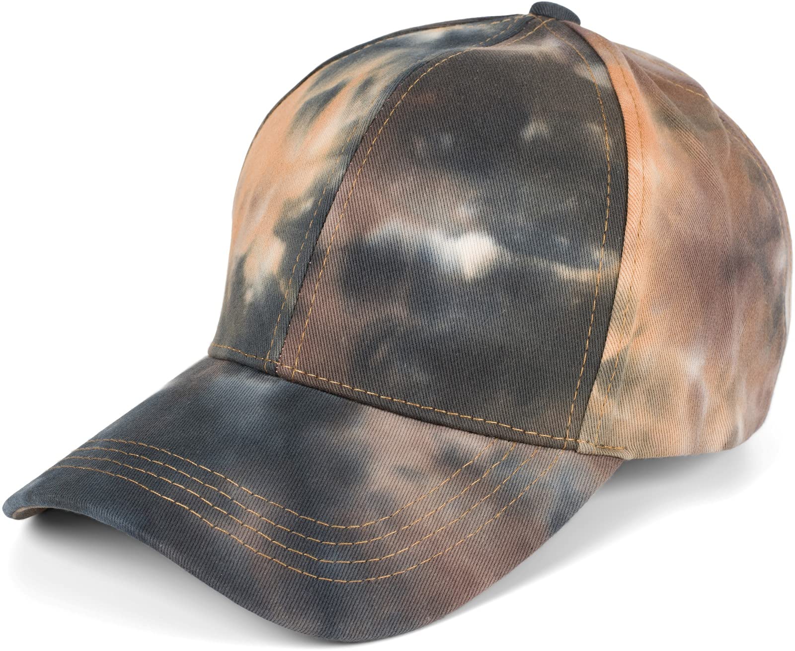 Stylebreaker Women's Black-Orange Baseball Cap With Batik Pattern, Pattern Unique, 6-Panel, Basecap, Click & Snap Adjustable 04023082, Colour: