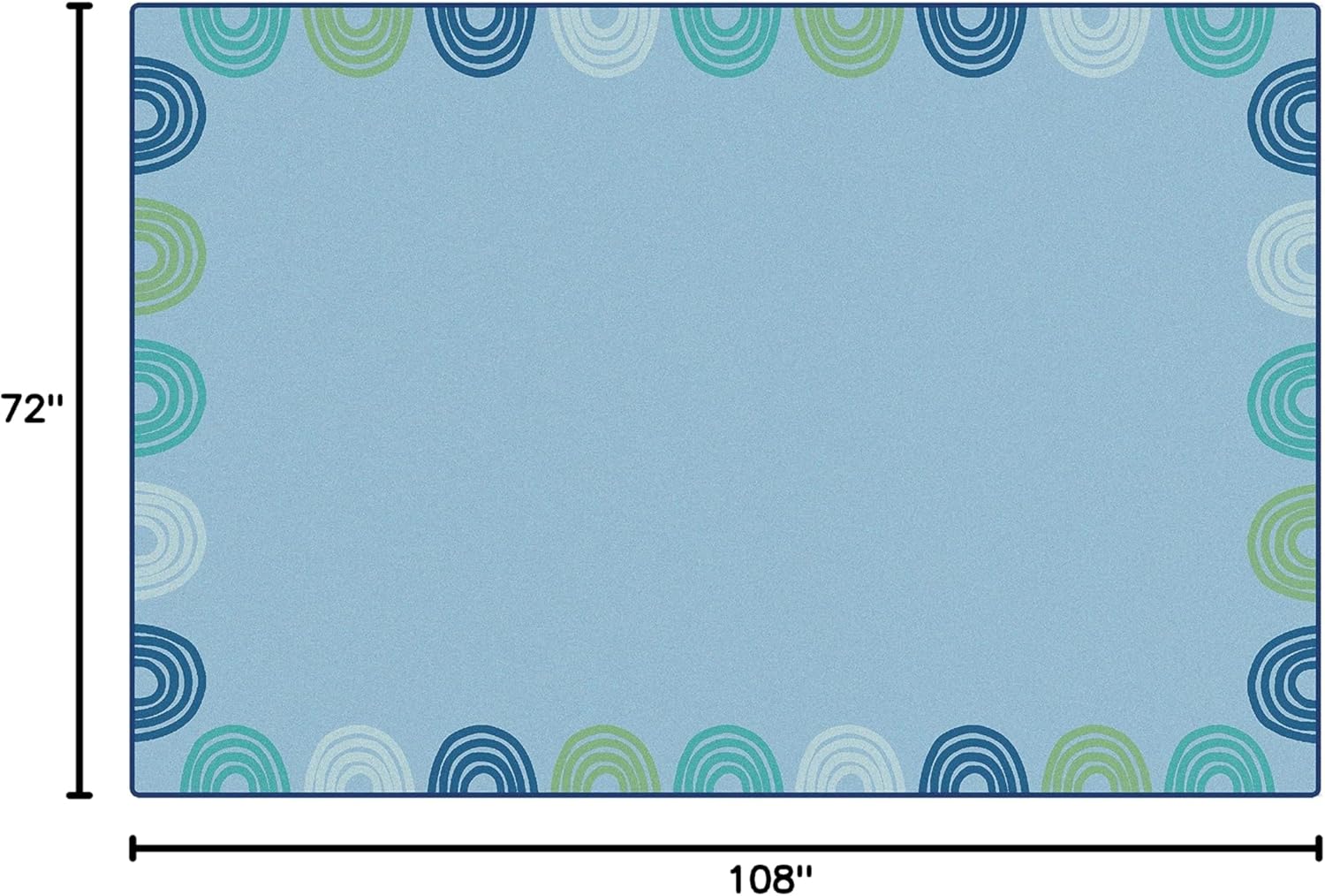 Carpets for Kids 5456 KIDSoft Rainbows Border Rug 6ft x 9ft Rectangle Blue