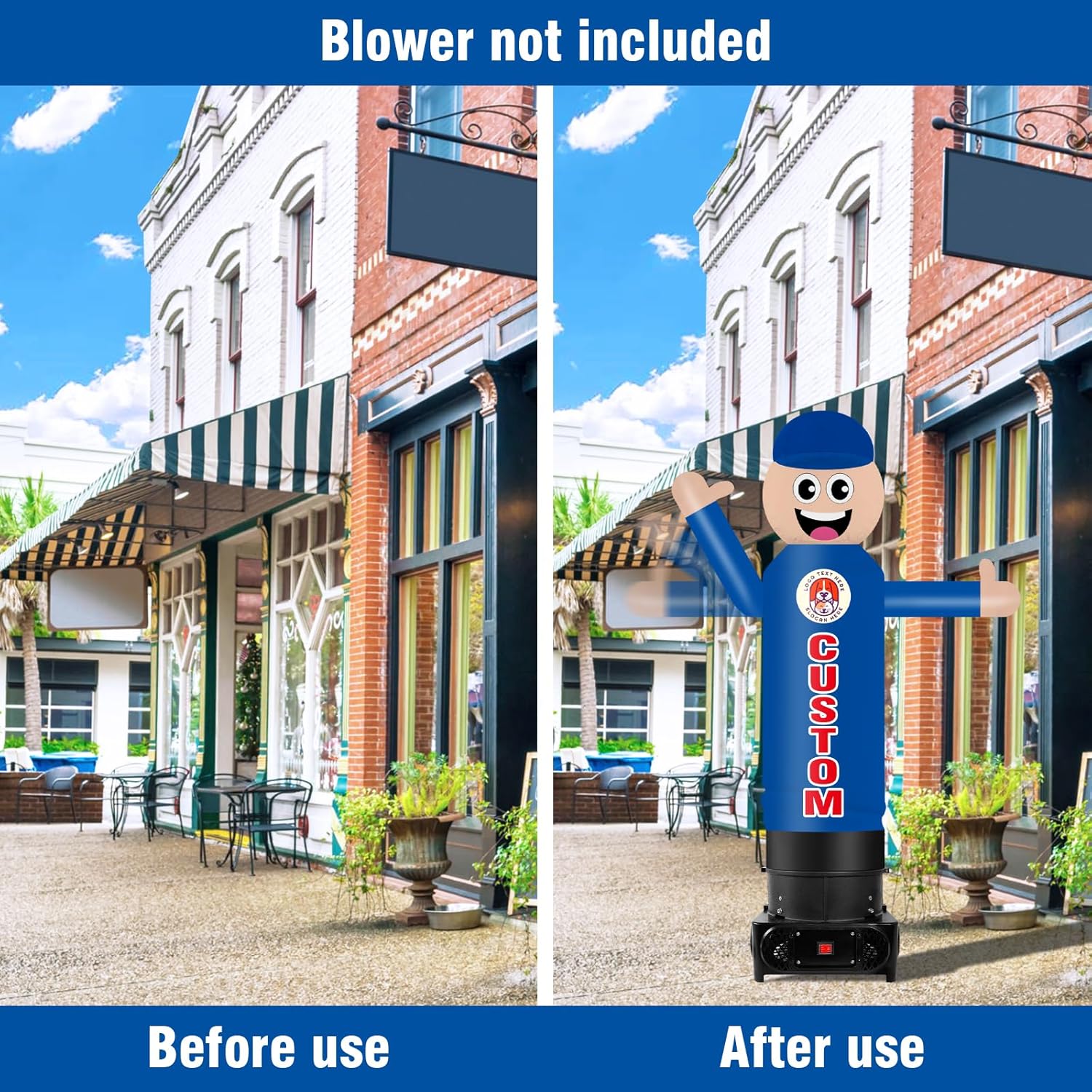 6FT Tall Inflatable Wavers Custom One-Arm Waving Tube Man (12''Diameter) Wacky Wavy Dancing Guy for Outdoor Decoration Advertising Business Promotion (Blower Not Included)