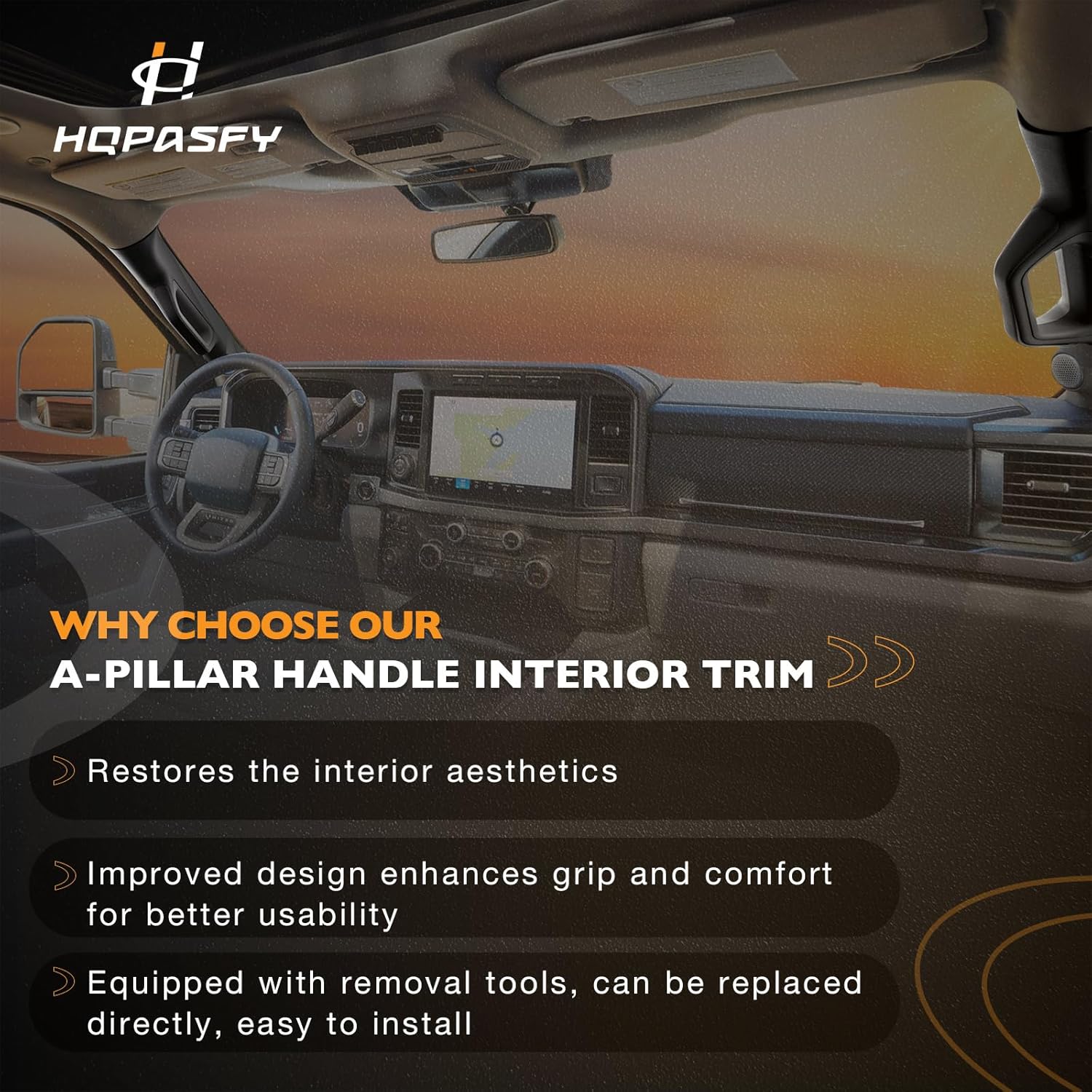 HQPASFY A Pillar Grab Handle Interior Trim Left Driver Side Black LH Compatible with 2011 2012 2013 2014 2015 2016 Ford F250 F350 F450 F550 Super Duty Replace# BC3Z2503599AB, BC3Z-2503599-AB