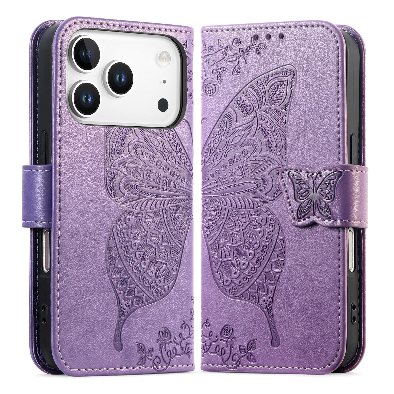 Housse iPhone 14 portefeuille papillon avec support vidéo intégré - 8