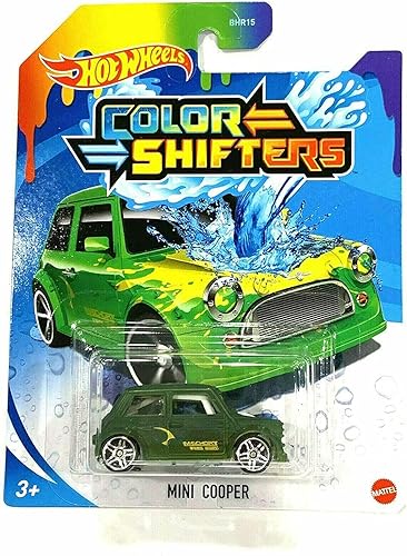 DieCast Hotwheels - Mini Cooper de cambio de color VerdeAmarillo
