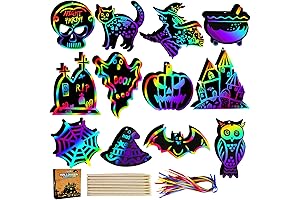 Colorful Halloween Scratch Art Paper Cards for Kids Ages 8-12