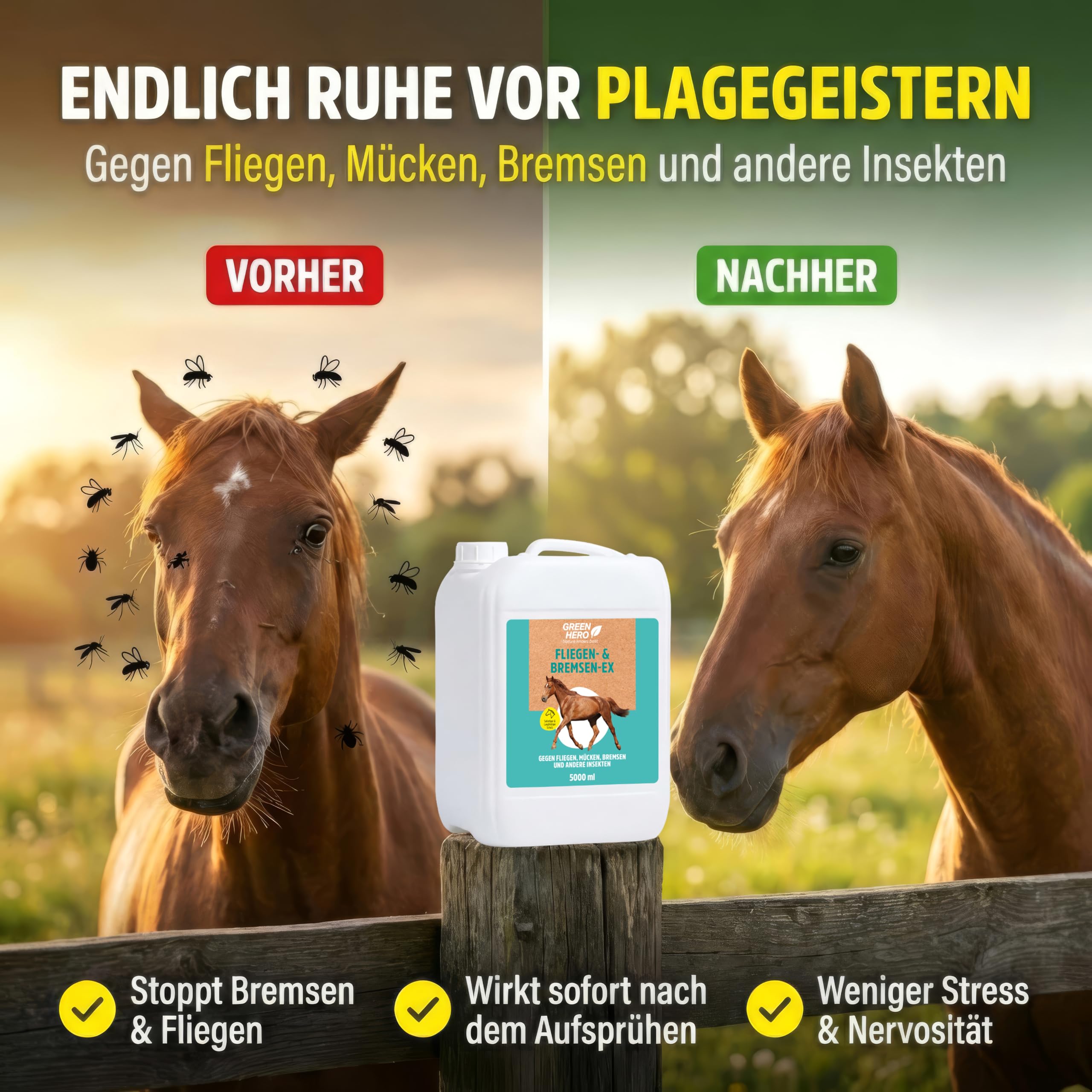 Green Hero Bremsen & Fliegenspray Pferd 5 Liter Kanister Insektenschutz