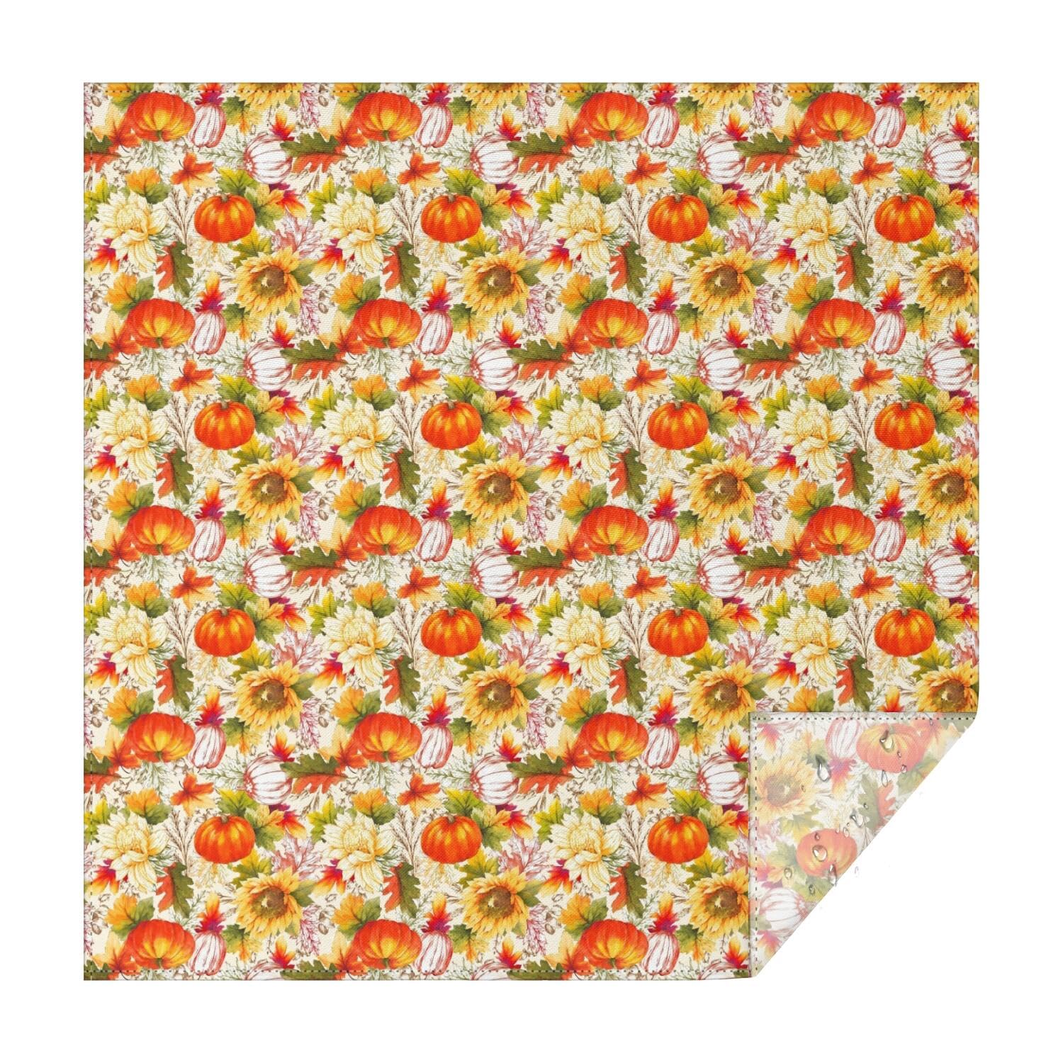 Aokoyi Fall Pumpkin Tablecloth 60x60 Inch, Waterproof Washable Farmhouse Square Table Cloth Cover, Autumn Sunflower Seasonal Tablecloth for Party Picnic Dinner Home Decor