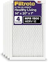 Filtrete 14x20x1 MPR 1500 MERV 12 Air Filters, 4-Pack - Captures Allergens, Bacteria, Viruses for Cleaner Home Air, 3-Month Furnace AC Filter