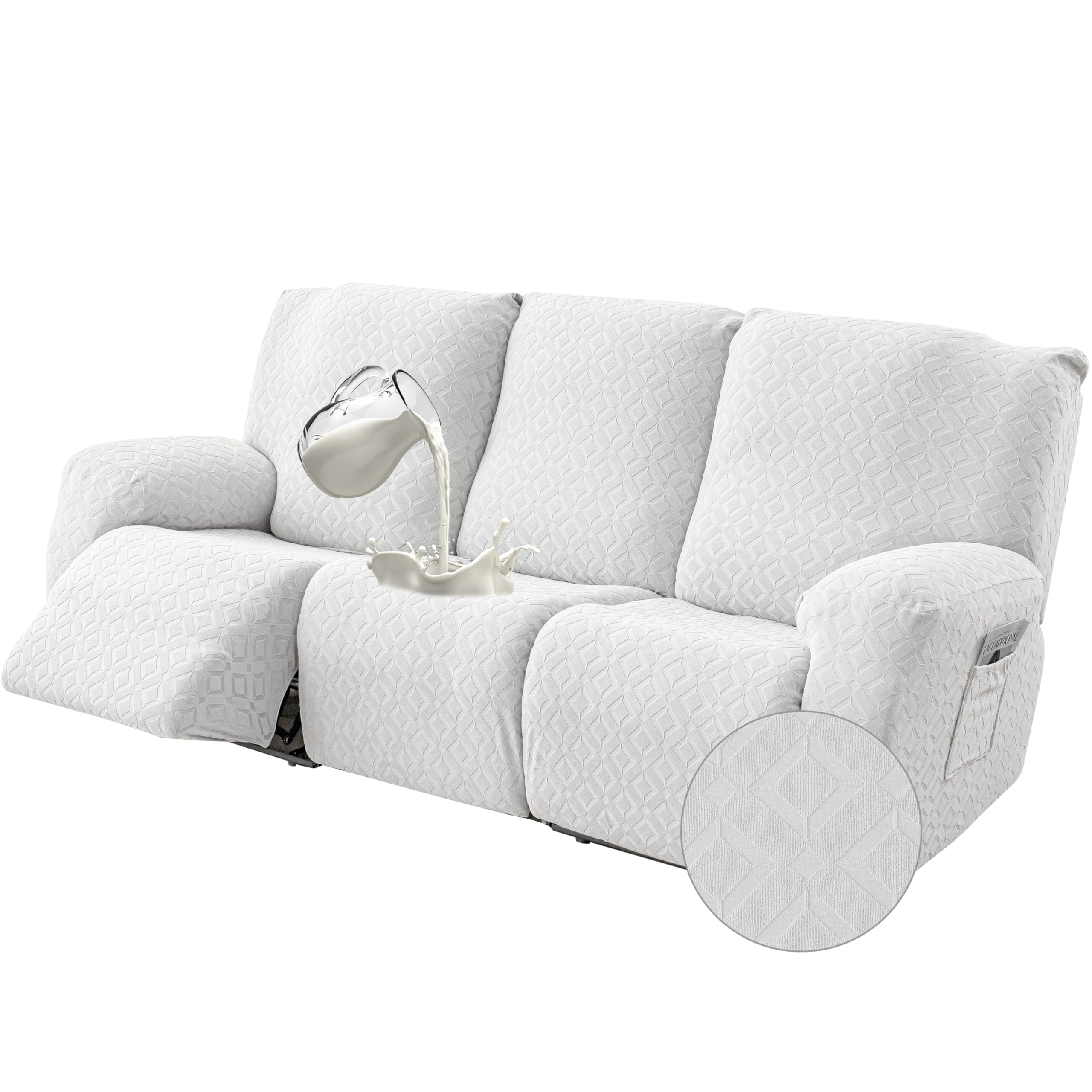 Gennia Waterproof Recliner Sofa Cover,Stretch Reclining Couch Covers with Pockets,Washable Lazy Boy Recliner Slipcovers,Leakproof Sofa Protector for