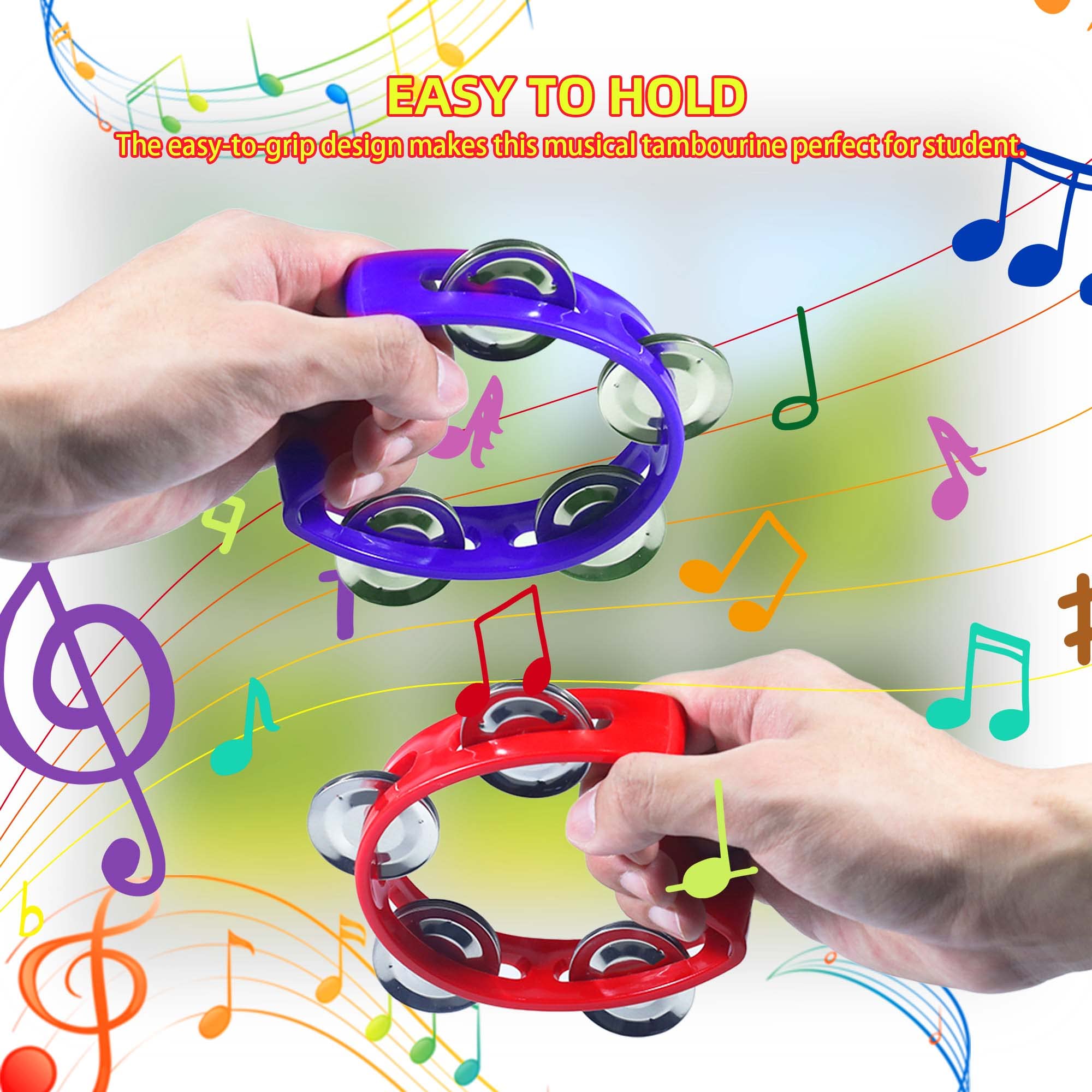Tambourines For Adults 24 Pack Plastic Percussion Tambourine