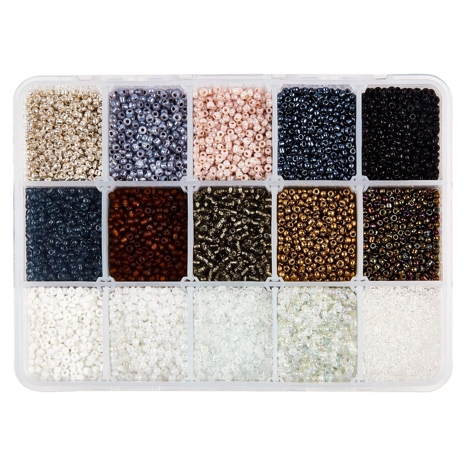 NBEADS 20010 Pezzi Semi Di Vetro Opachi, Perline Rotonde Da 2 Mm, Mini Distanziatori Per Fai Da Te, Bracciali, Collane, Gioielli