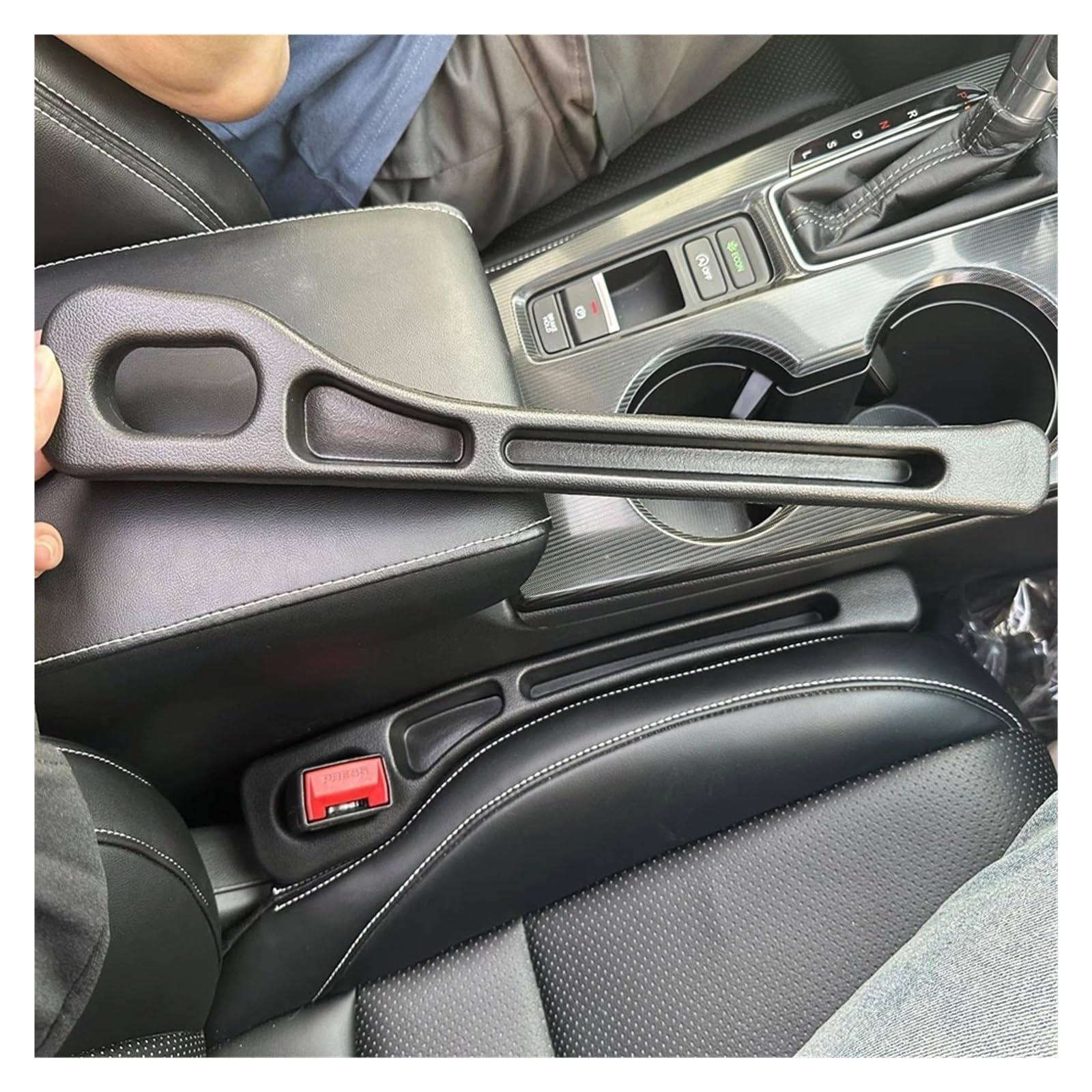 DASJKDI 2Pcs Car Seat Gap Filler Crevice Storage Box Bag Between Seats Console Organizer Decoration for car(2PCS Black)