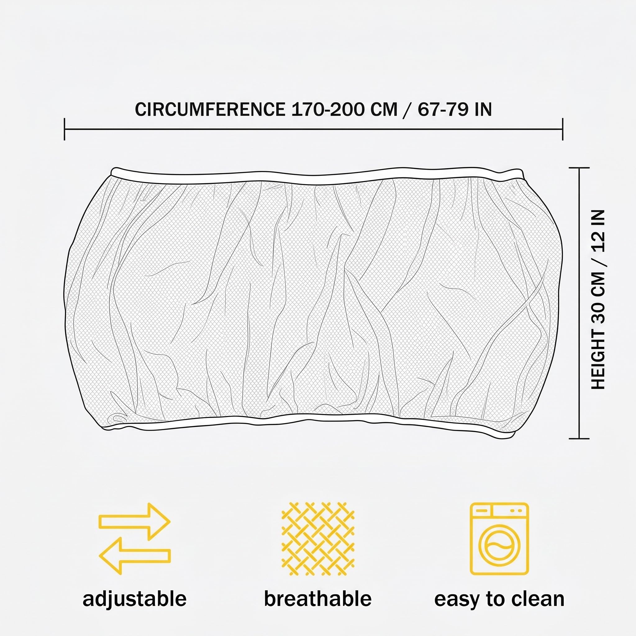 Rete Coprigabbia, rete per uccelli in nylon per copertura antiproiezione, regolabile e traspirante per gabbia pappagalli e voliera (dimensioni L, altezza 30 cm, circonferenza 170-200 cm)