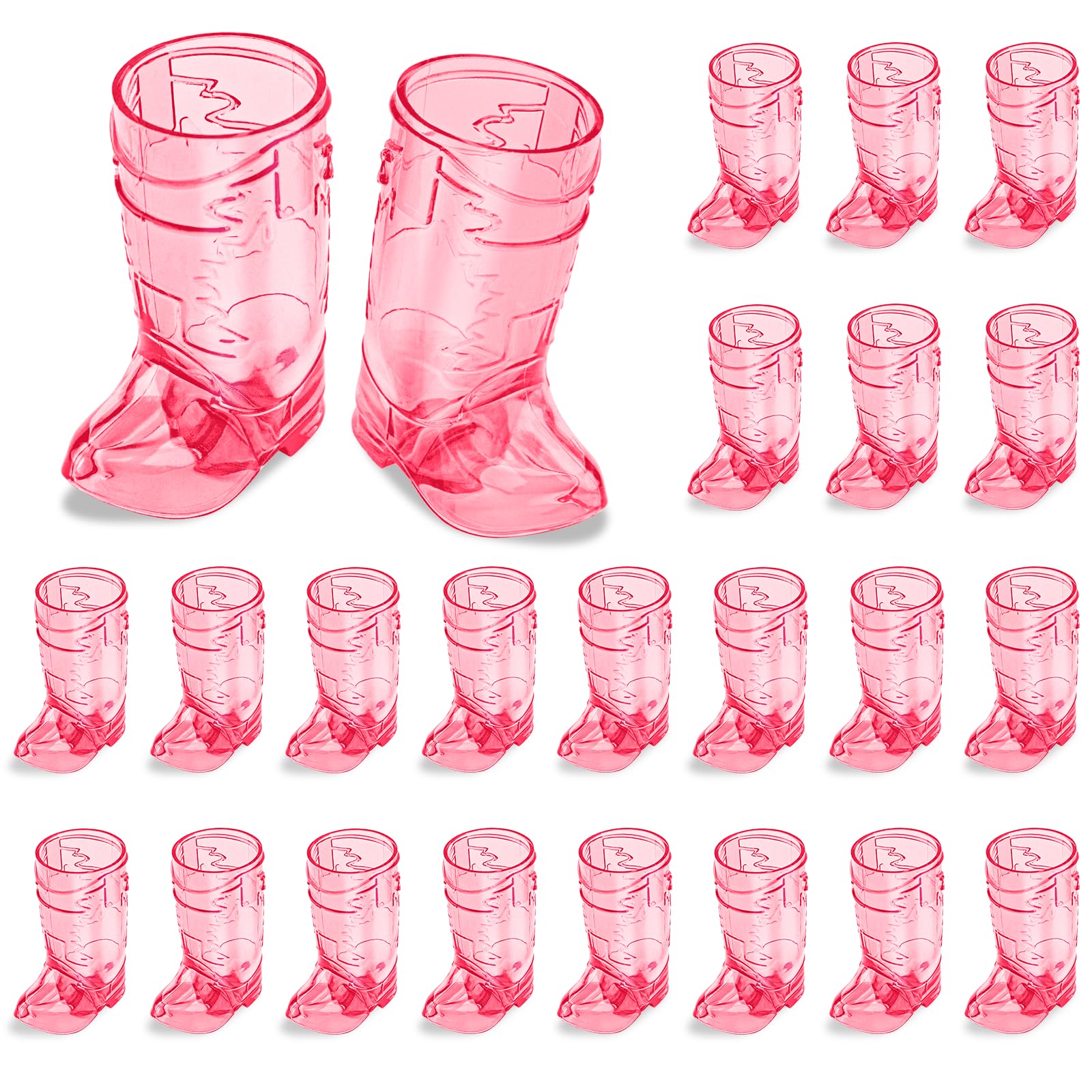 SAIAOKJSAIAOKJ Plastic Boot Shot Glasses, 24 Pcs 1 Oz, Cowboy Boot Themed Party Supplies, Reusable, BPA Free, Rose Red
