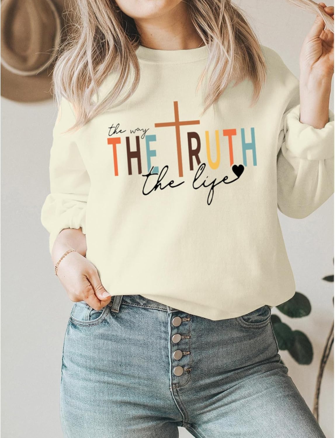 Tuislay Christian Sweatshirt Womens Jesus God Pullover Bible Verse Crewneck Sweatshirts Religious Cross Graphic Shirts - Image 3