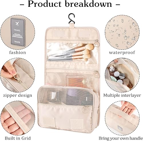 Vista 31 de Pengxiaomei Neceser de tocador, bolsa de cosméticos colgante impermeable, bolsa de maquillaje de viaje portátil, bolsa de maquillaje multifunción