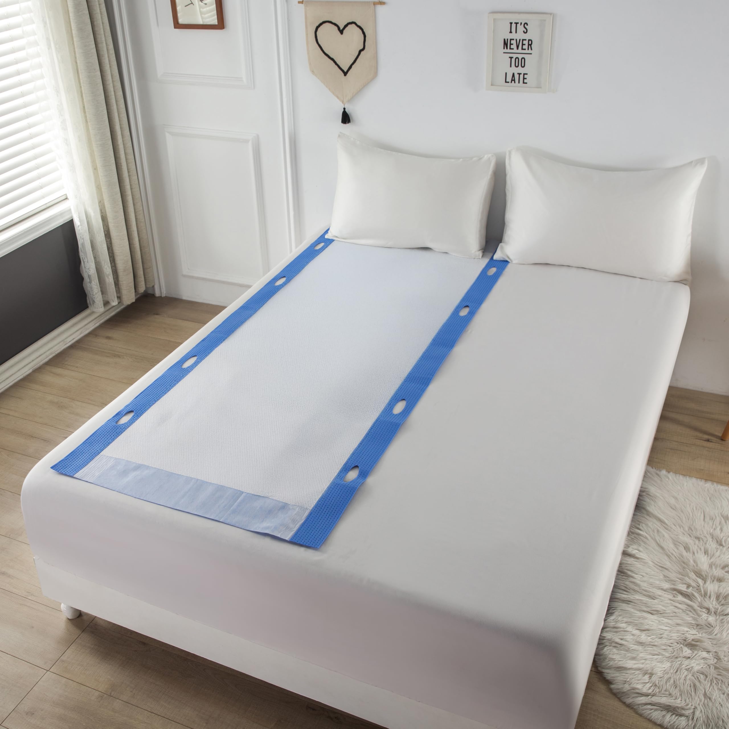 WenBags Disposable Positioning Bed Pad with Handles (80*190cm, 350lb), Disposable Transfer Pad and Slide Sheet - Ideal for Patient Transfer in