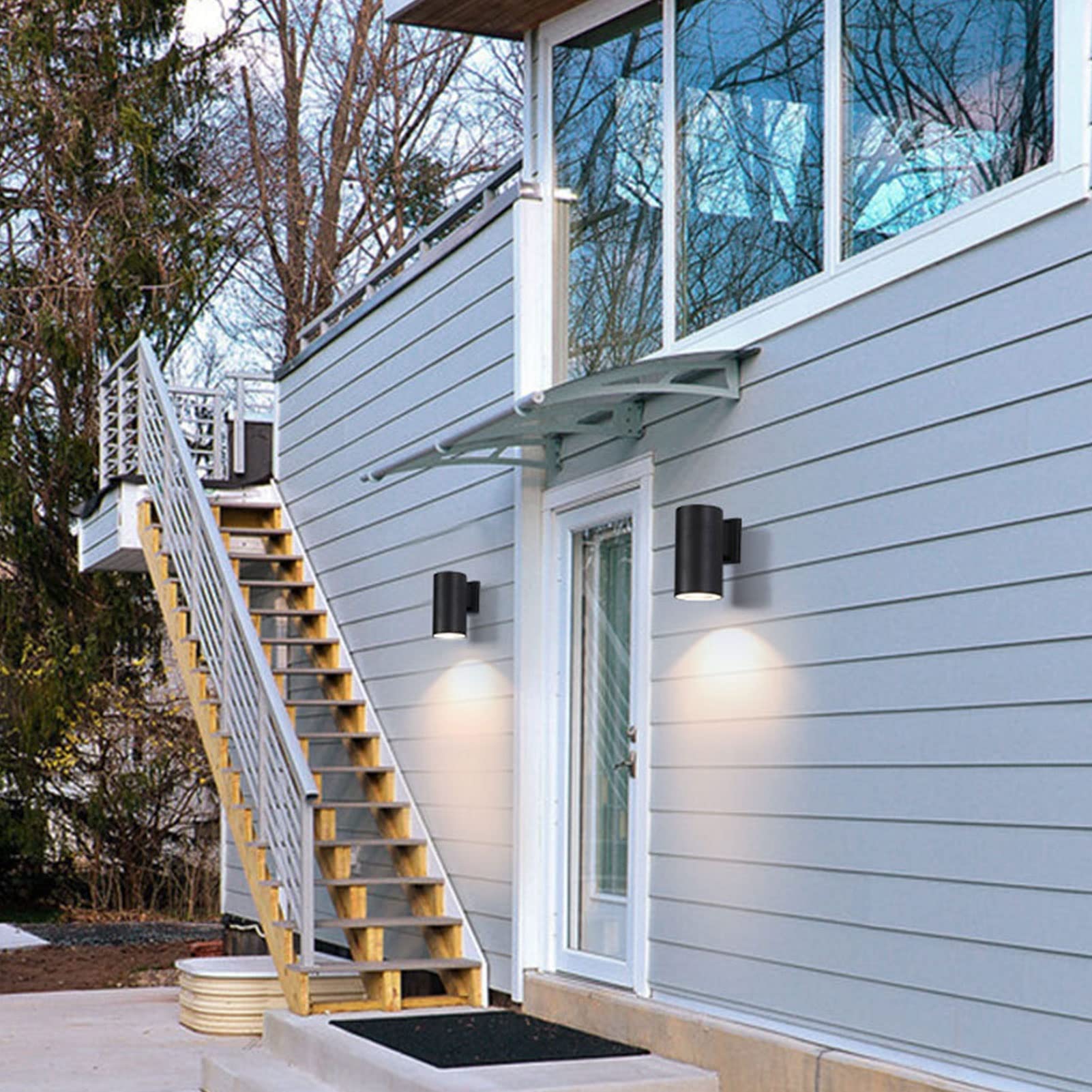 Nowoczesne zewnętrzne cylindryczne kinkiety ścienne w górę iw dół, ganek, patio, wodoodporne aluminiowe światło ścienne IP65 na zewnątrz, do domu, patio, ogrodu, garażu, drzwi, ganku, korty