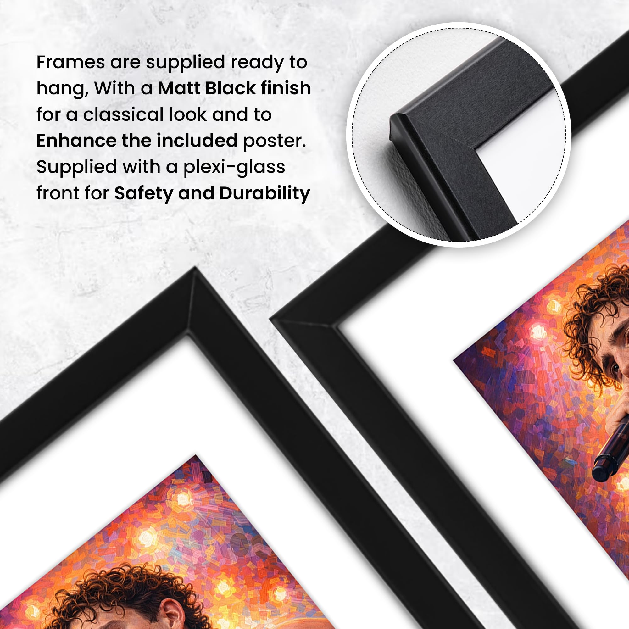 Benson Boone Art Signierter Posterdruck, limitierte Auflage, Autogramm, Fangeschenk, Sammlerstück, Wandkunst, Merchandise – American Heart World Tour 2026 Tribute (A3, gerahmt mit Passepartout)