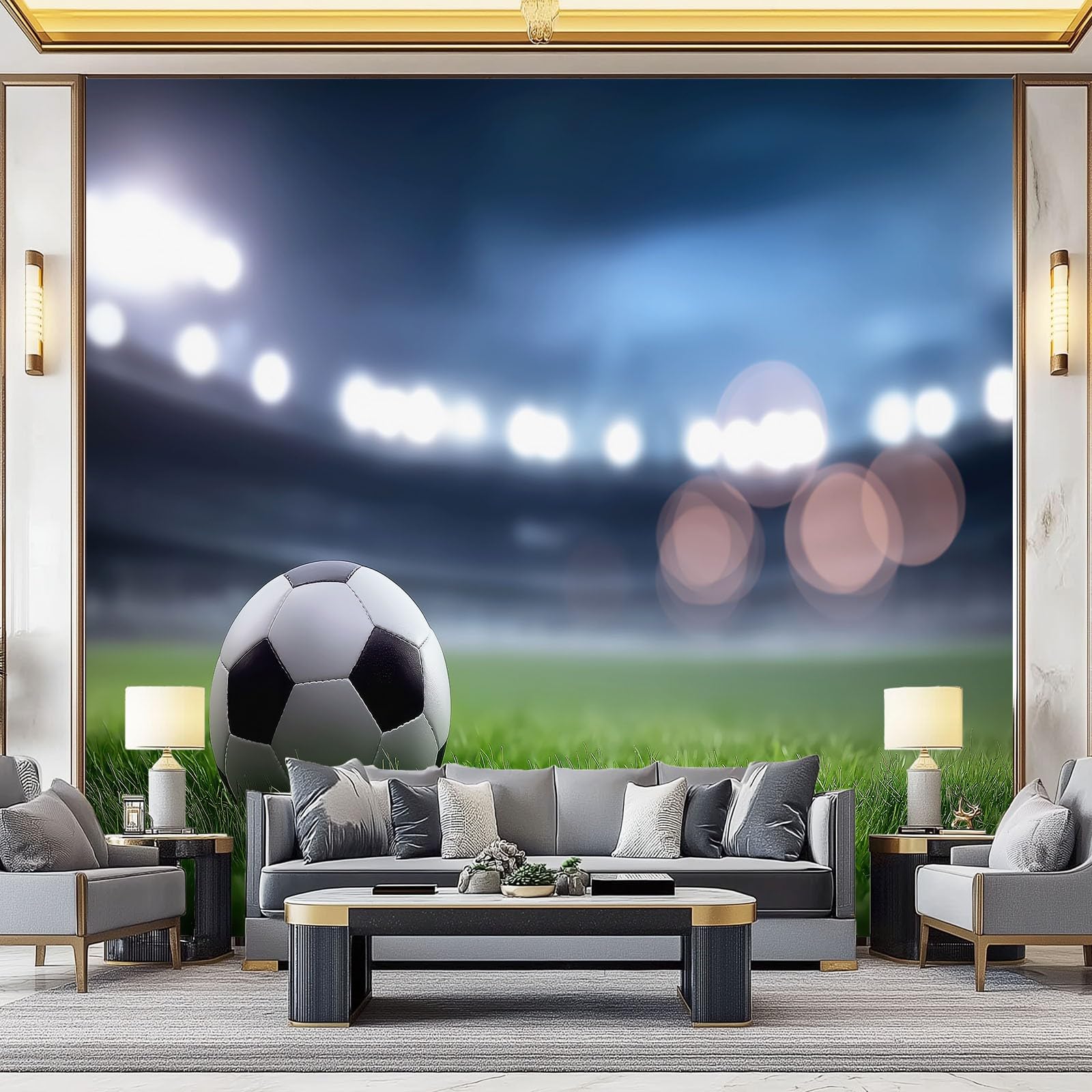 Papier peint panoramique intissé avec pelouse de football