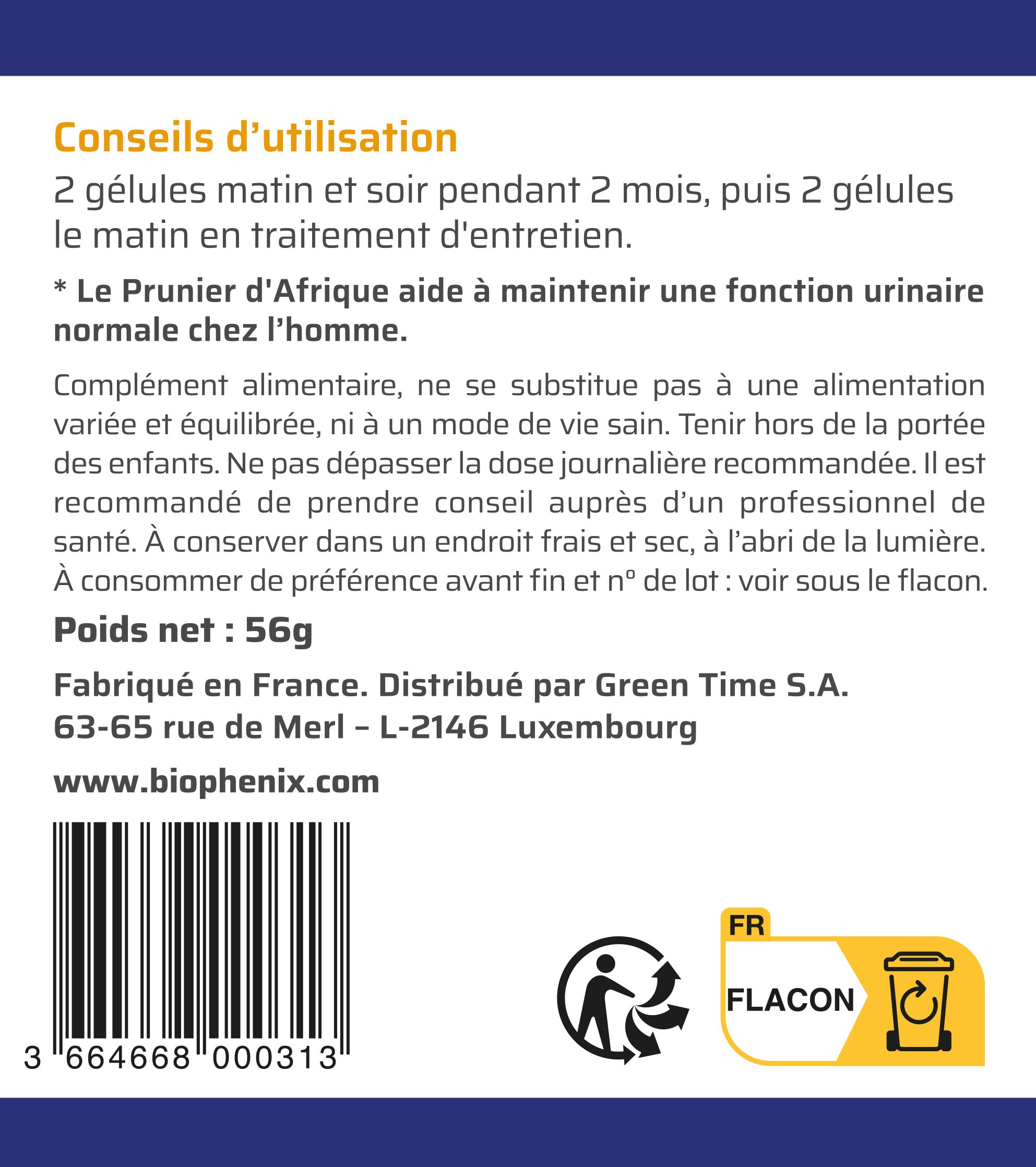Biophénix Equilibre Masculin 100 Gélules - Complément Alimentaire 100% Naturel à Base de Végétaux - Saw Palmetto et Prunier d'Afrique - Confort Urinaire et Prostatique