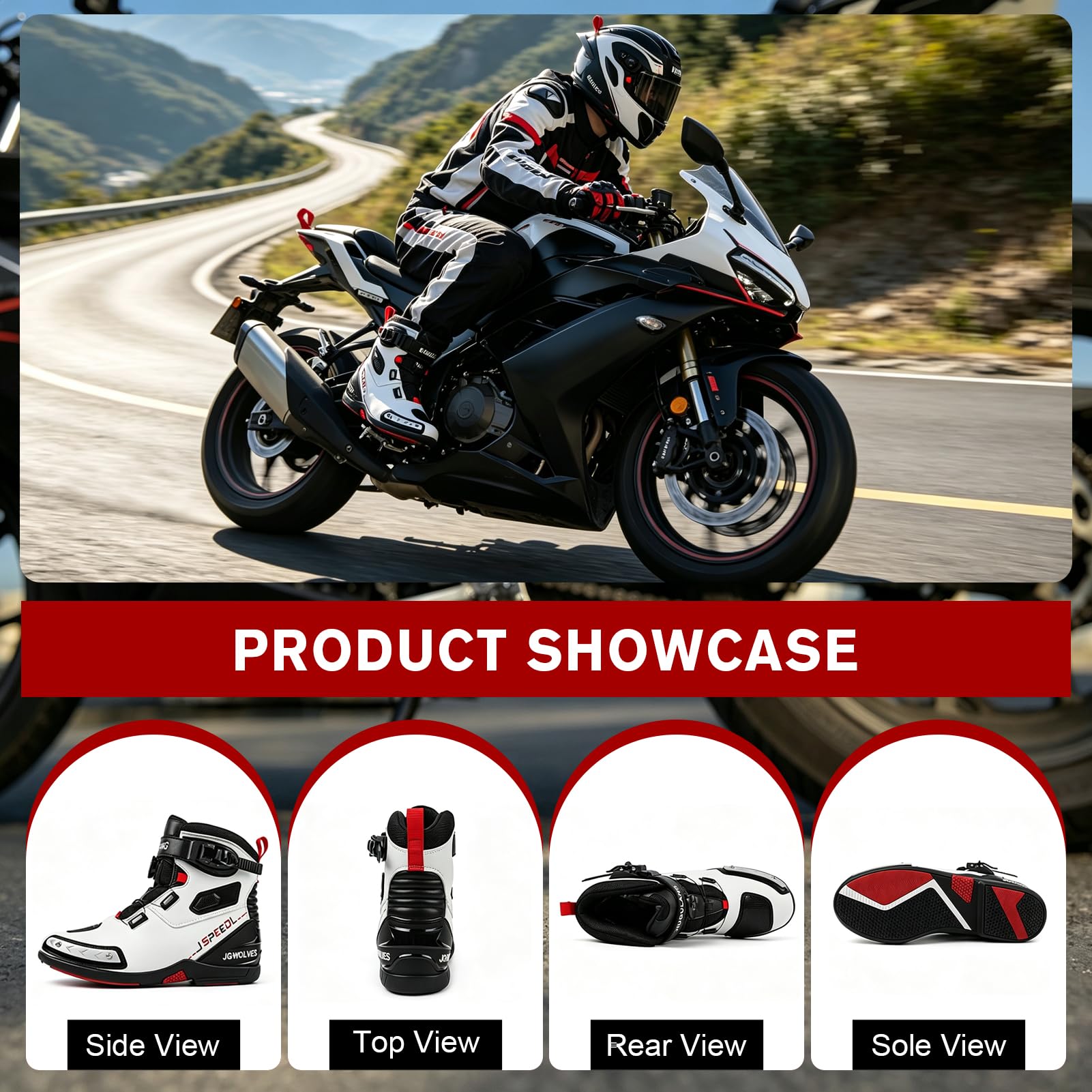 Buty motocyklowe, odporne na upadki, buty motocyklowe ze wzmocnioną podkładką zmiany biegów