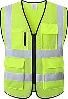 Vista 10 de Chaleco de seguridad reflectante para hombres y mujeres, chaleco de construcción que cumple con el estándar ANSI/ISEA