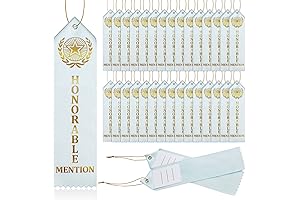 100 Honorable Mention Award Ribbon Flat Card Light Blue