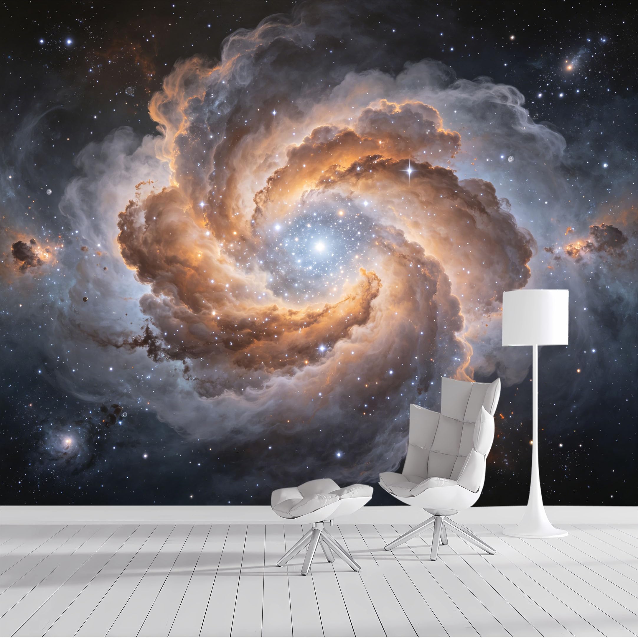 Custom Size Wall Mural Cosmic Nebula Galaxy Swirl Spiral Stars Space Sky Abstract Geometric Panoramic SelfAdhesive Wall Fabric Removable Wallpaper for Living Room Bedroom Bathroom
