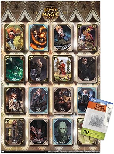 Trends International Harry Potter: Magic Awakened - Póster de pared de rejilla, 14.725 x 22.375 pulgadas, paquete de póster y alfiler de empuje