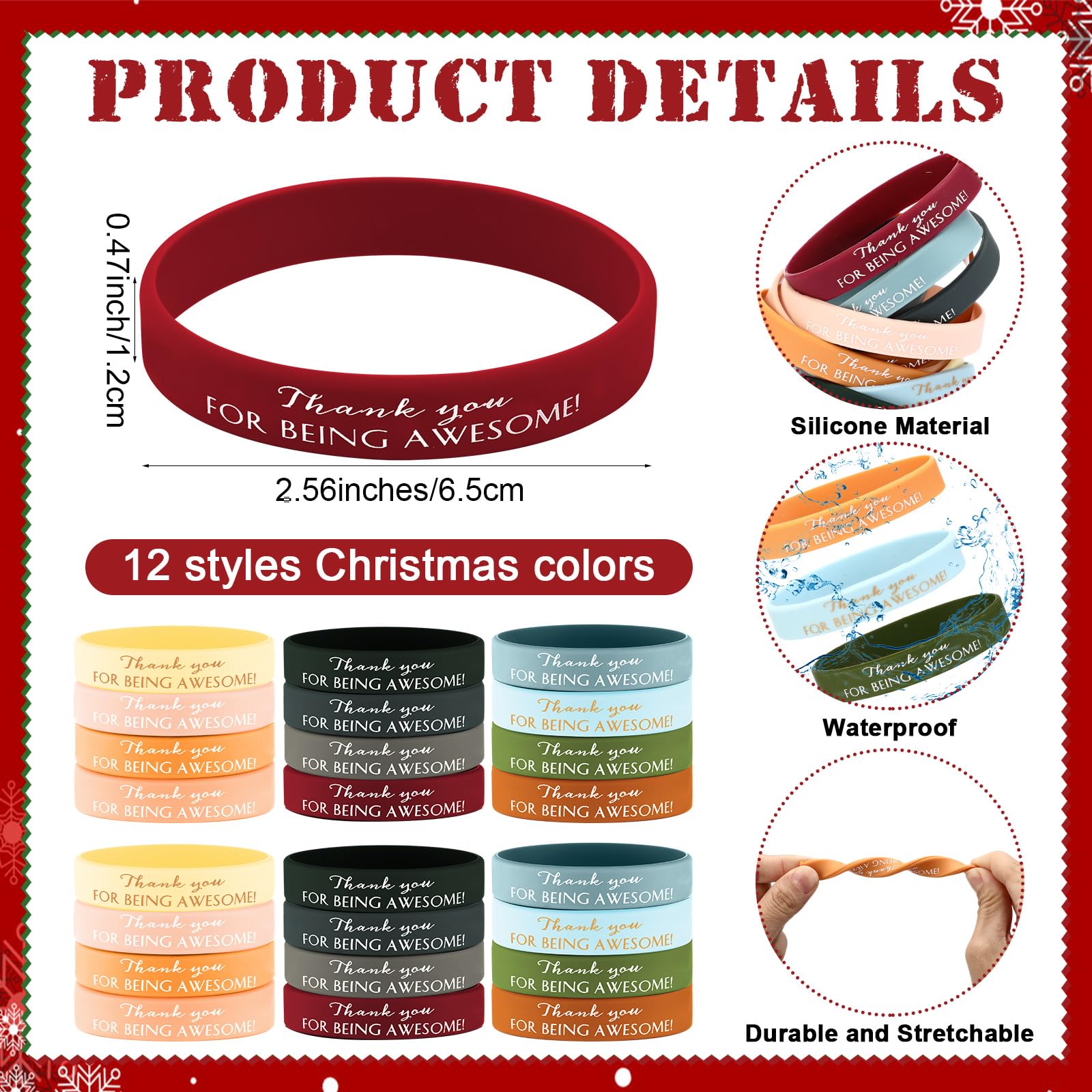 Sieral 120 Pcs Motivational Wristbands Bulk for Student Inspirational Rubber Bracelets Gift Thank You Being Awesome Band for Class Prizes End of School Teacher Graduation Employee Gift(Joyous Color)