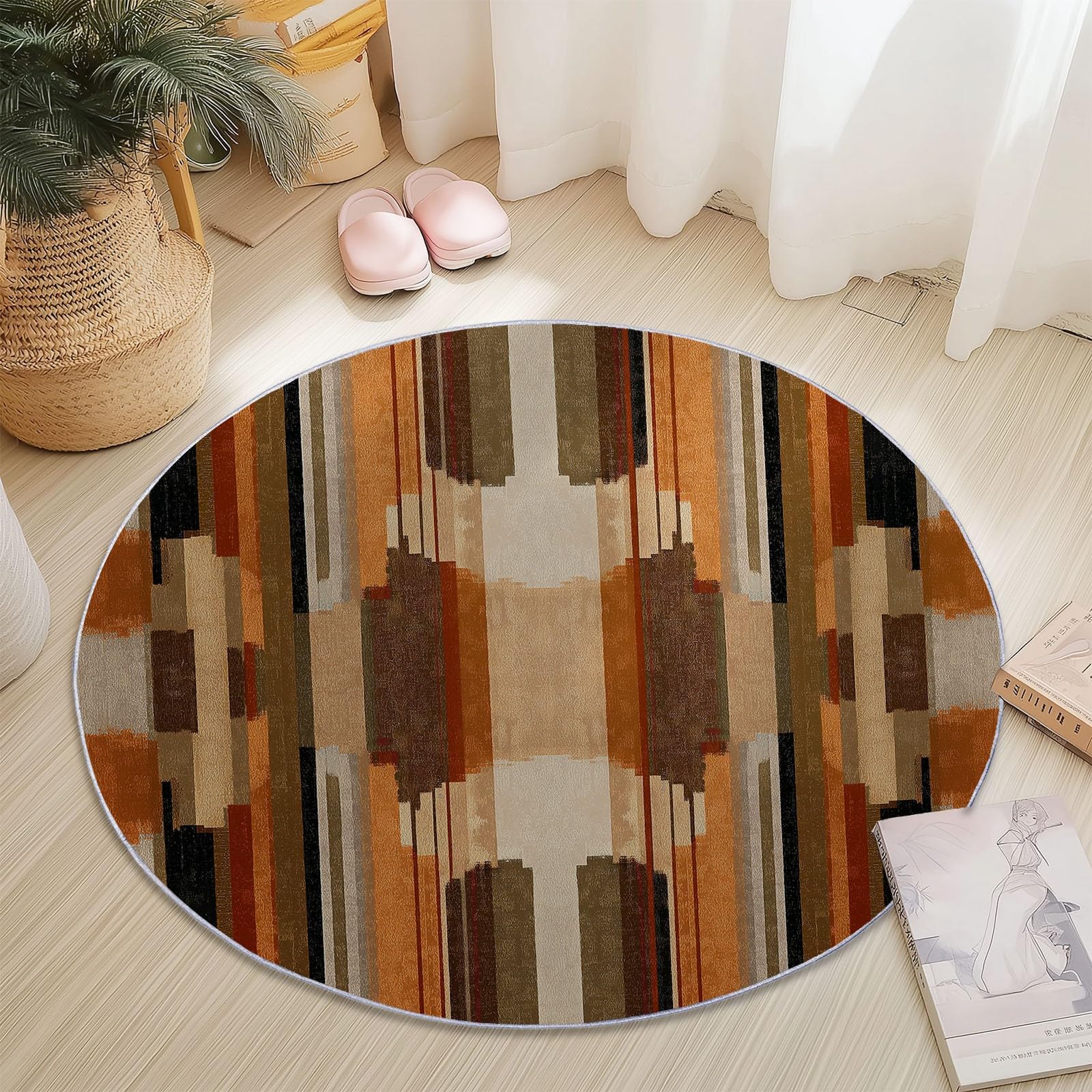 Tapis rond abstrait style 180cm antidérapant pour protéger le sol et sécuriser la nurserie