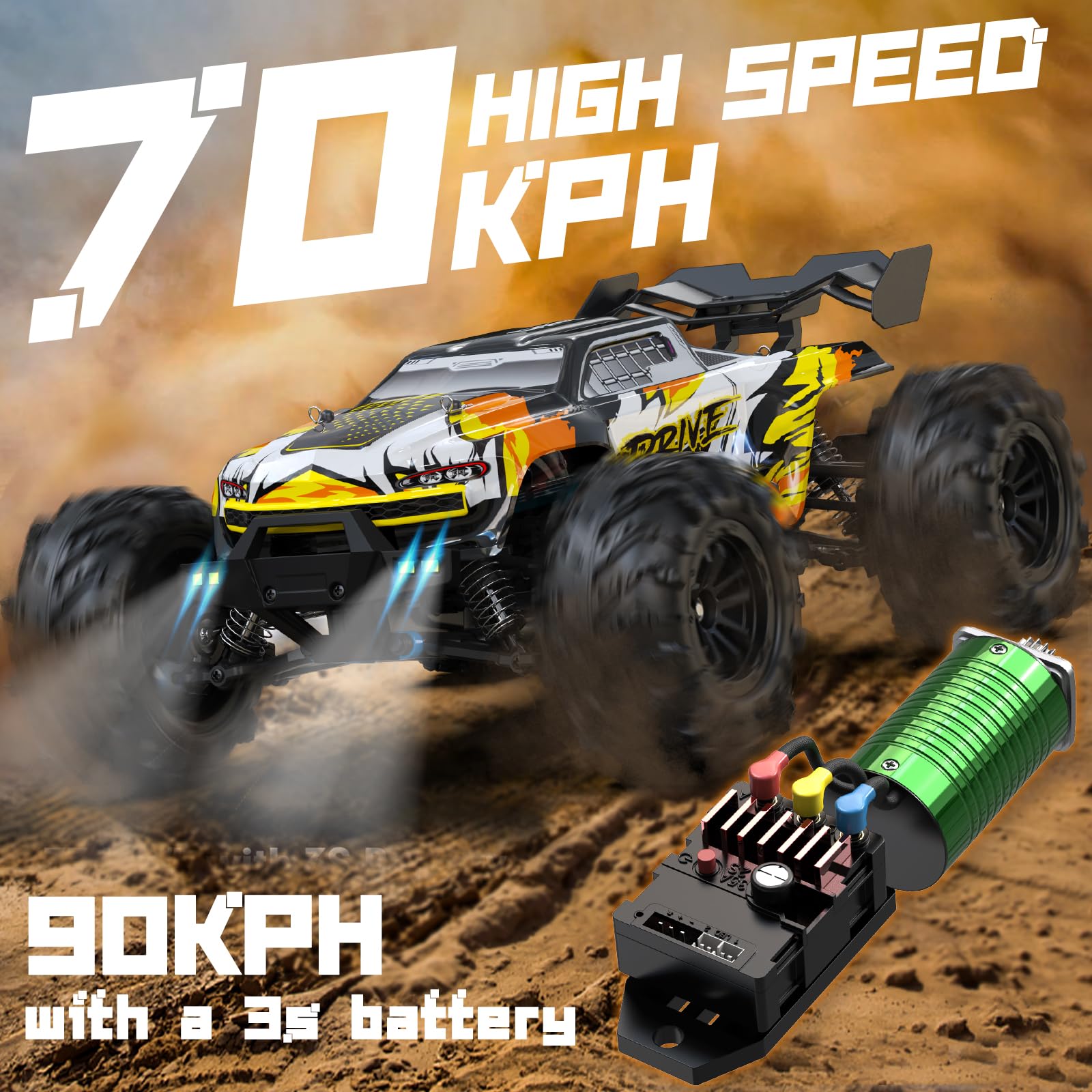 ScharkSpark Brushless RC Cars for Adults Fast 70 KPH, 4WD High Speed