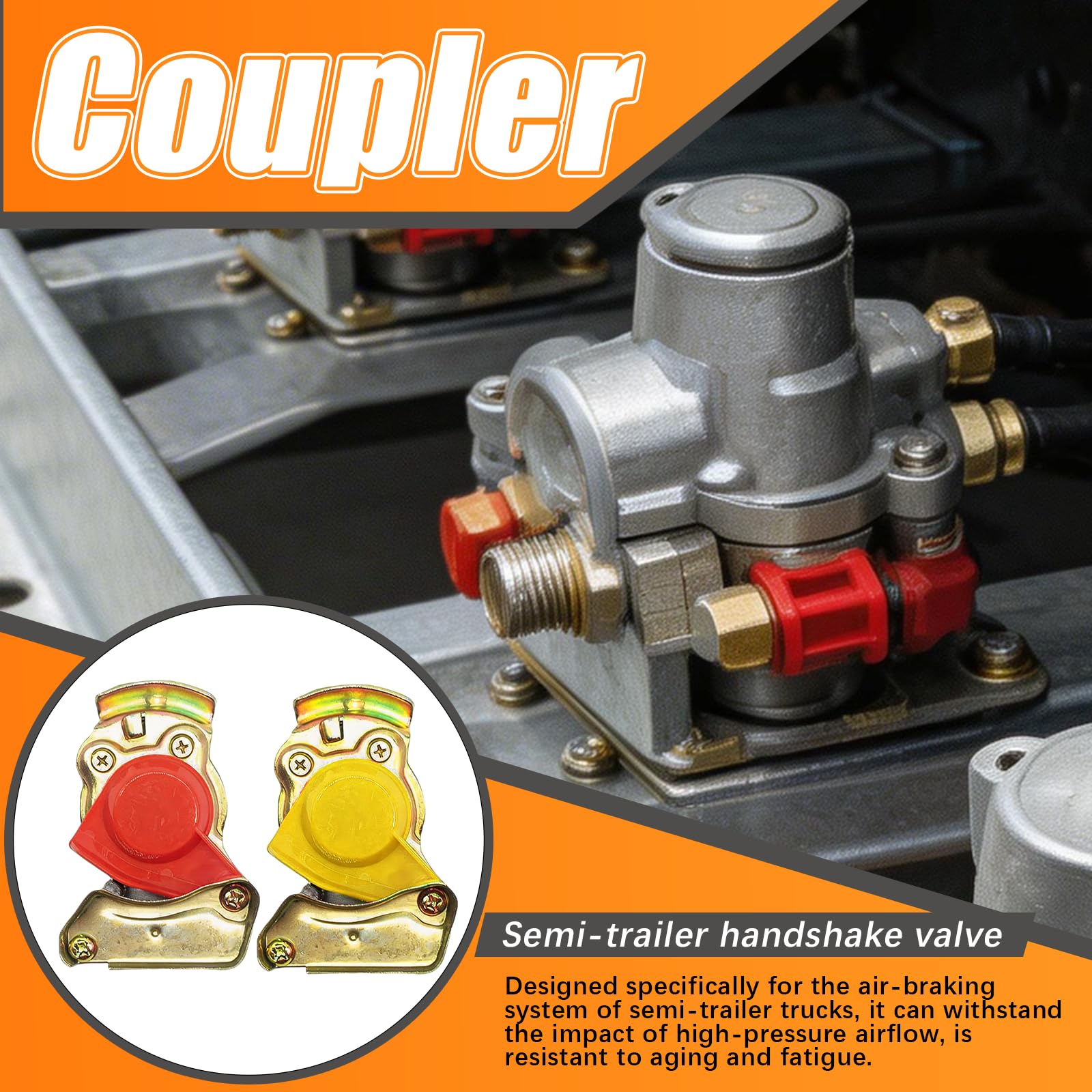 Tête d'embrayage avec Valve M22, avec Capuchon Anti-poussière, Tête d'embrayage avec Raccord à Air Comprimé pour Camion, Tracteur, Frein à air Comprimé ou Air Comprimé dans l'atelier