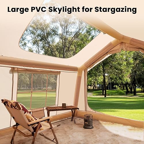 Miniatura 6 de Tiendas inflables para acampar, con bomba de mano, tienda de campaña inflable de fácil instalación para 4 estaciones, tienda de glamping