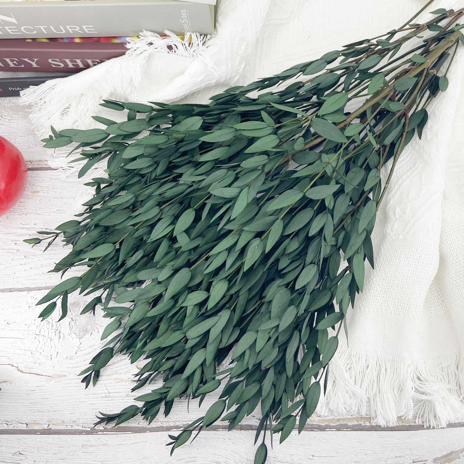 Lot de 20 tiges d'eucalyptus séchées préservées - 40,6 cm - Pour arrangements de vases, décoration d'intérieur, accessoires photo, fêtes et mariages, décoration à faire soi-même (vert)