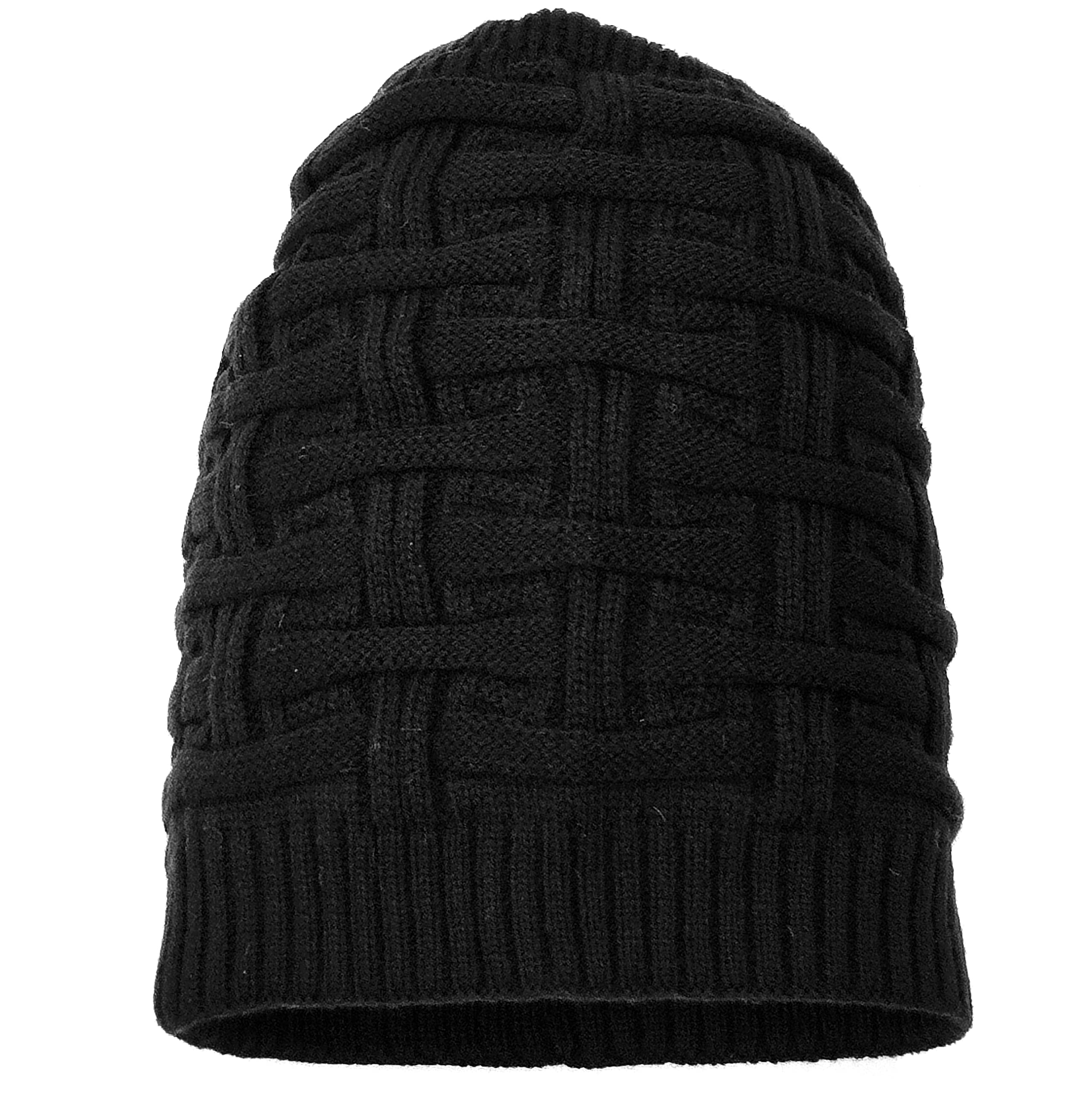 Half Beanie Winter Woolen Knitted Inside Fur Cap for Men and Women - Black