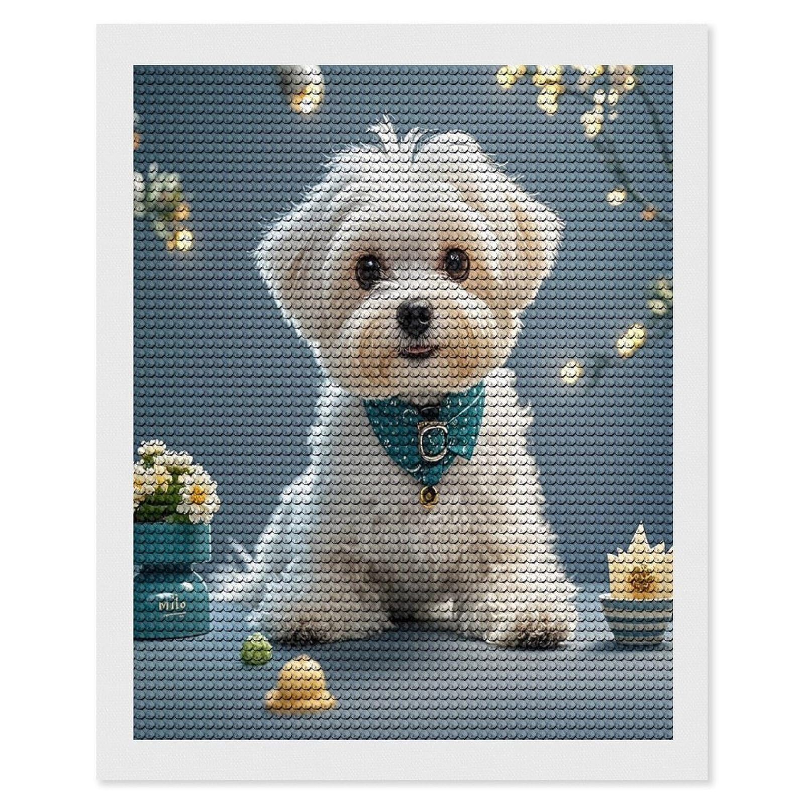 FekiLoot Lovely Maltese Dog Diamond Painting Kits for Adults Round Paint with Diamonds Pictures Gem Art Painting Kits Personalized Diamond Art Full Drill for Beginners Home Wall Decor